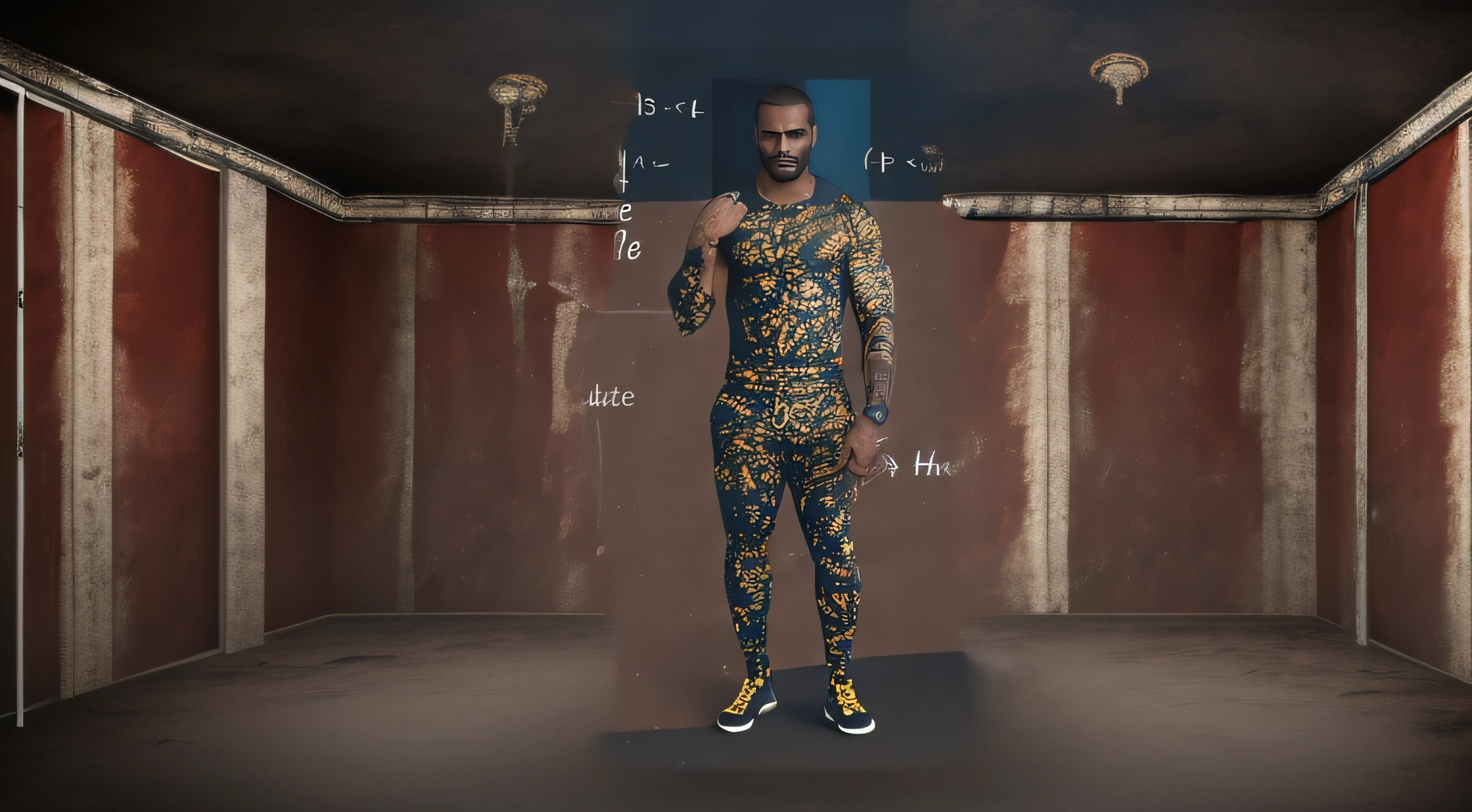 background is a dark and empty room