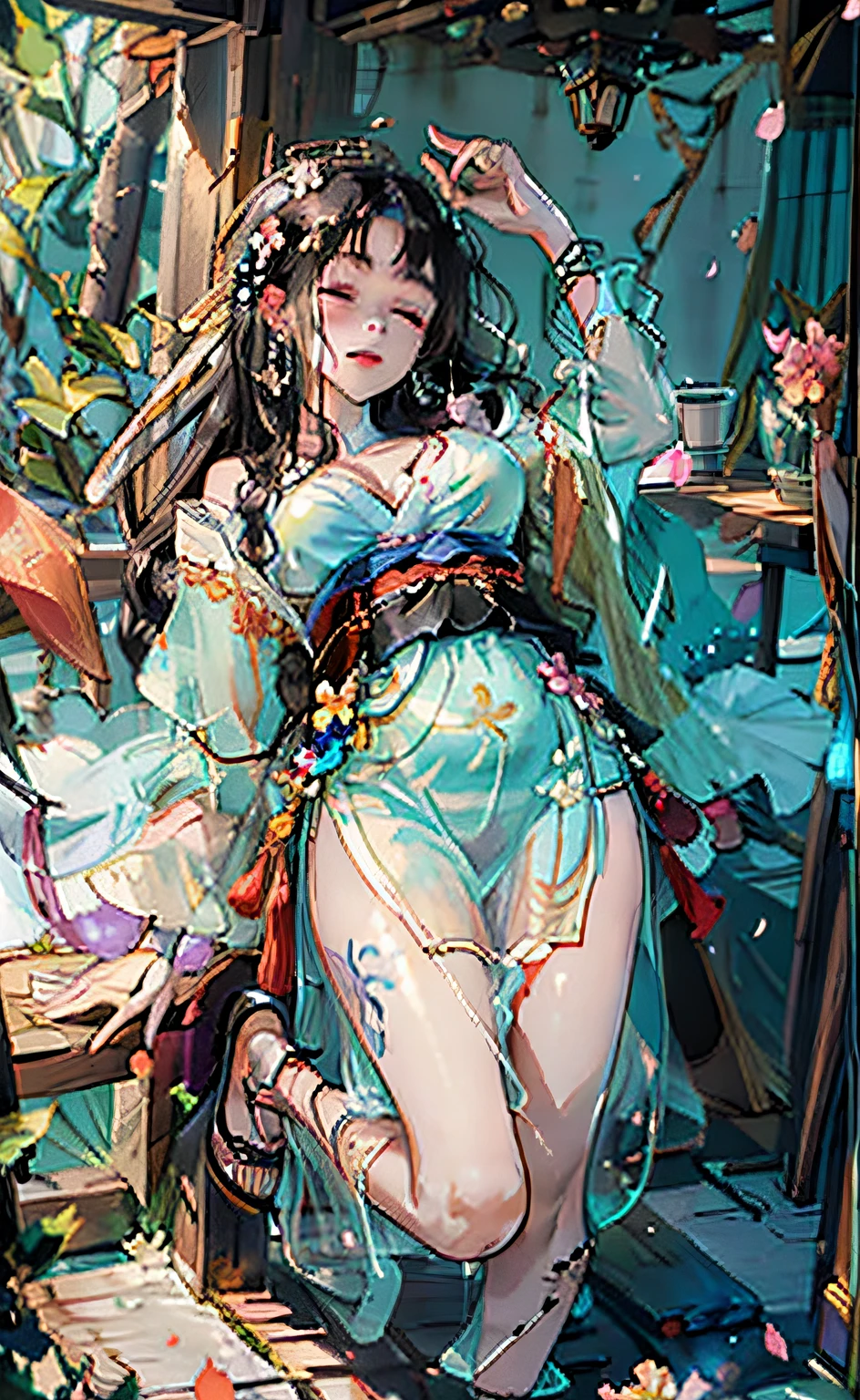 Mature girl , black hair, floating hair, delicate and smart eyes, starry pupils, intricate damask hanfu, gorgeous accessories, wearing pearl earrings, FOV, f1.8, masterpiece, complex scene, flower petals flying, front portrait shot, Chang'e,Sleeping Beauty, by Bella🦋 full body, beautiful girl sleeping, room with mirror, girl sleeping on bed and sheets, old clock and lamp on table, full body, black hair, Transparent clothing,open legs, view of pubic hair, 1 sexy girl in transparent forest clothes,exposed breasts, open transparent t-shirt,mandala and flower tattoos, La mejor calidad, Obra maestra, llustration, muy delicado y hermoso, muy detallado, CG, Unidad, Fondo de pantalla de 8k, ridiculous, huge filesize, lente muy ancha, Luz suave,Sleeping Beauty, by Bella🦋 full body, beautiful girl sleeping, full body, black hair, Transparent clothing, slight smile,, open legs, view of pubic hair, 1 sexy girl in transparent forest clothes,exposed breasts, open transparent t-shirt,mandala and flower tattoos, La mejor calidad,