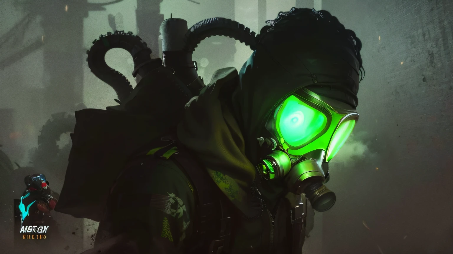 a close up of a person wearing a gas mask and a gas mask, cyberpunk horror style, Soma Game Art Style, radioactive horror painting, cyberpunk digital painting, gasmask, SCP 3008, lovecraftian atmosphere, Personnage de science-fiction dystopique, Concept Art de Resident Evil Virus, Illustration cyberpunk sombre, Le gars de Green Doom, Horreur lovecraftienne