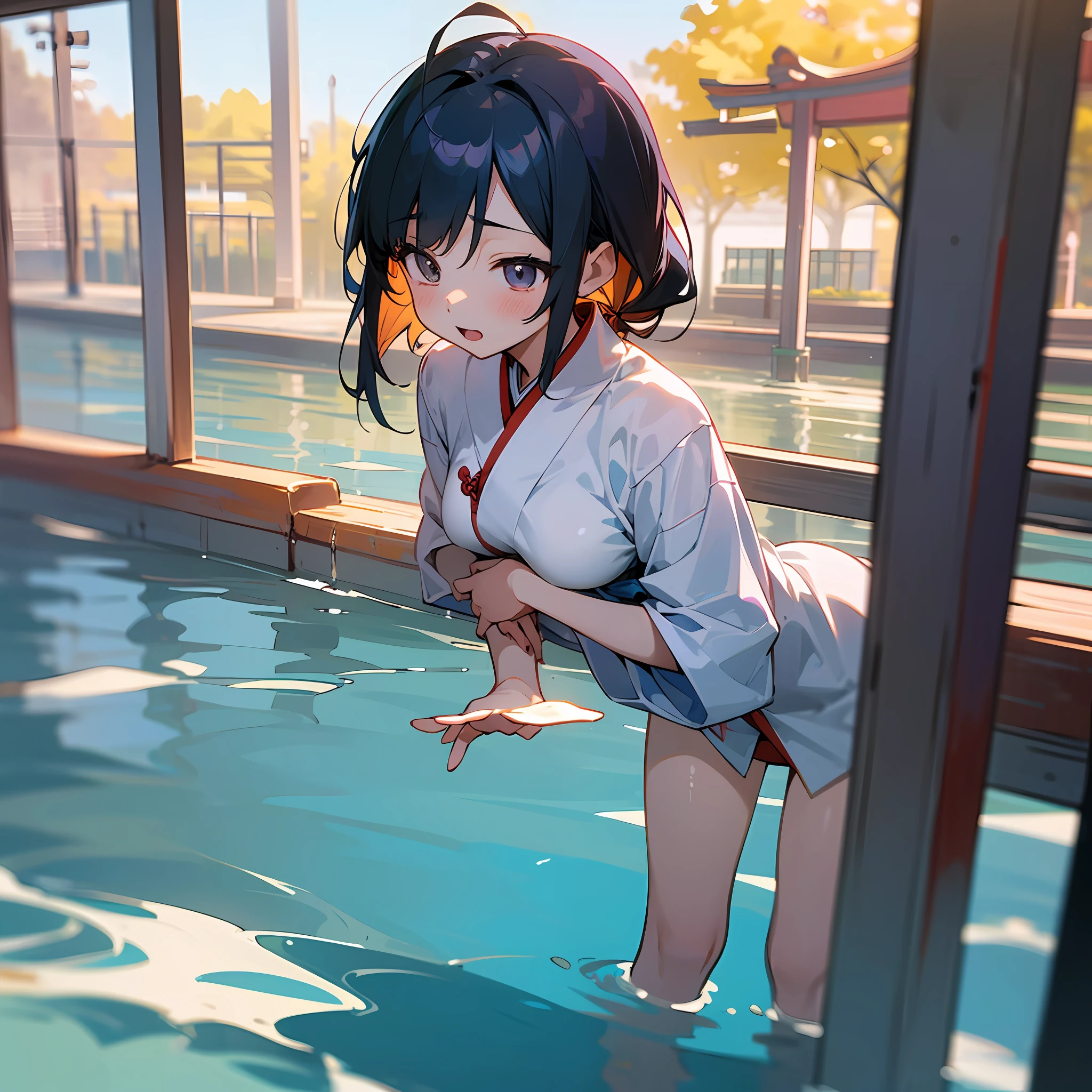 ((of the best quality)),japanes,Elementary school girls,short stature,Burst breasts,school swimsuiti, --auto