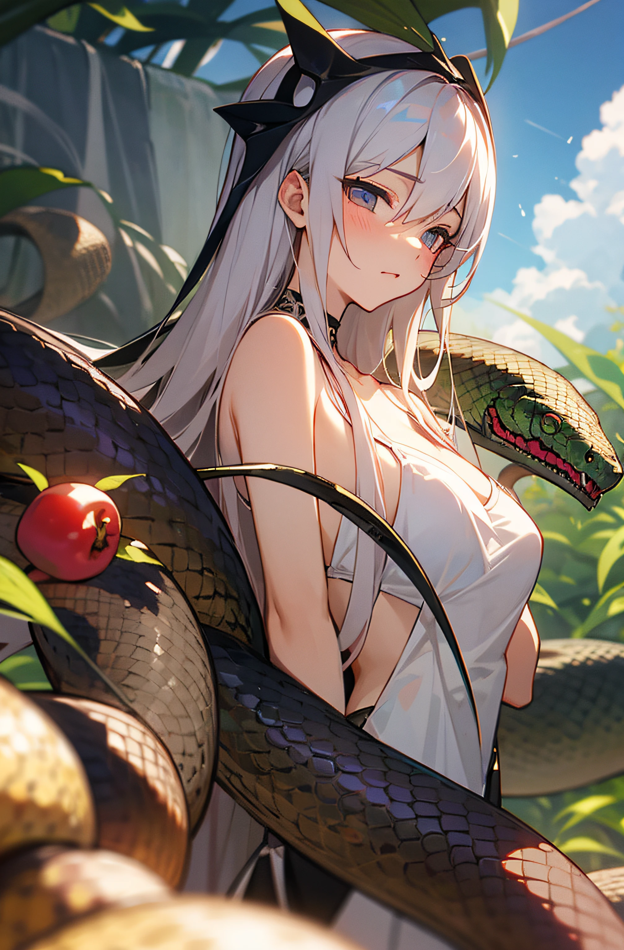 Adam and Eve、serpent、forbidden fruit、paradise