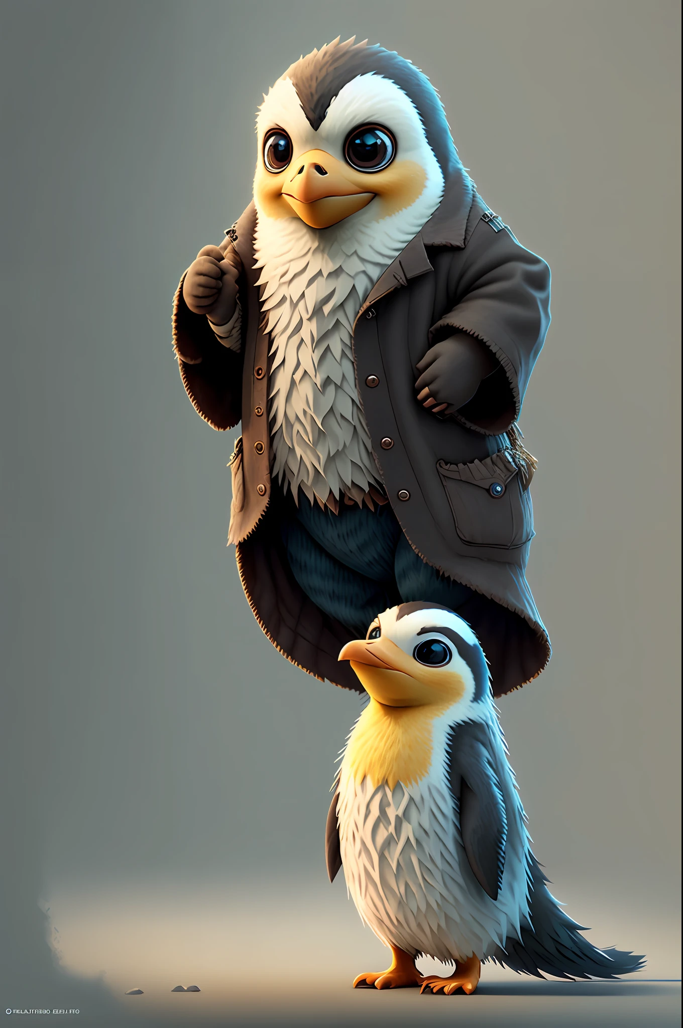 Round Penguin、Unreal Engine、Cozy interior lighting、Art Station、Mark Leiden、Pixar、Character design by Hayao Miyazaki、Unreal 5、daz、Hyper-realistic、Octane Render、3DMDT1