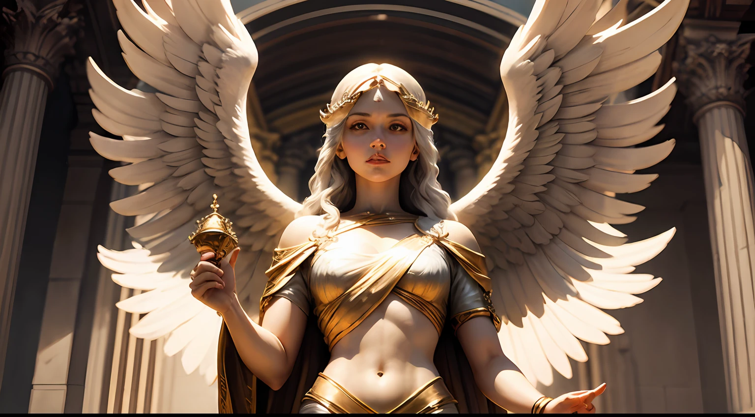Angel of justice: Desenvolva um anjo com um olhar firme e determinado, representing the pursuit of divine justice and equity. --auto