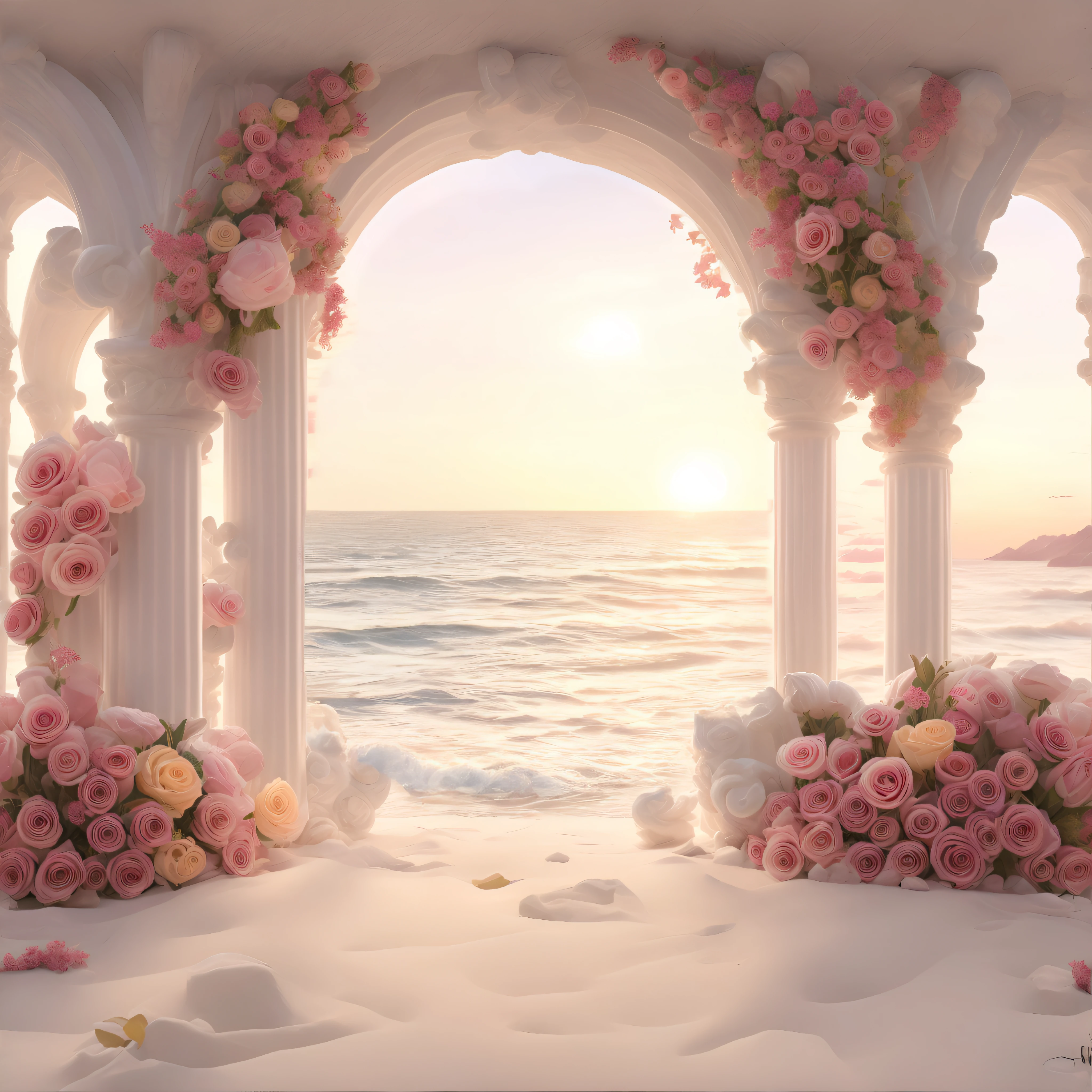 vista al mar con hermosas olas pegando en el arrecife de coral, 4k, ultra realista, toque romantico