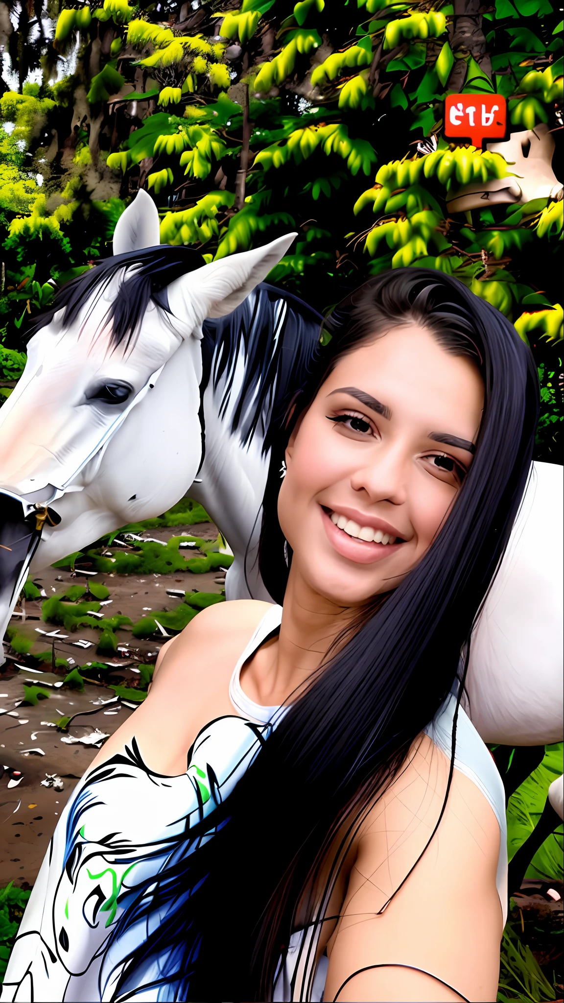 mulher sorridente com longos cabelos castanhos ao lado de um cavalo branco, fernanda suarez, Malika Favre, Mulher de 24 anos de Cuba, Valentina Embaralhamento, Parece Fabiula Nascimento, Directed by: Nandor Soldier, Caroline Gariba, Directed by: Felipe Seade, Olivia de Bernardinis, muito bonito, em um cavalo branco