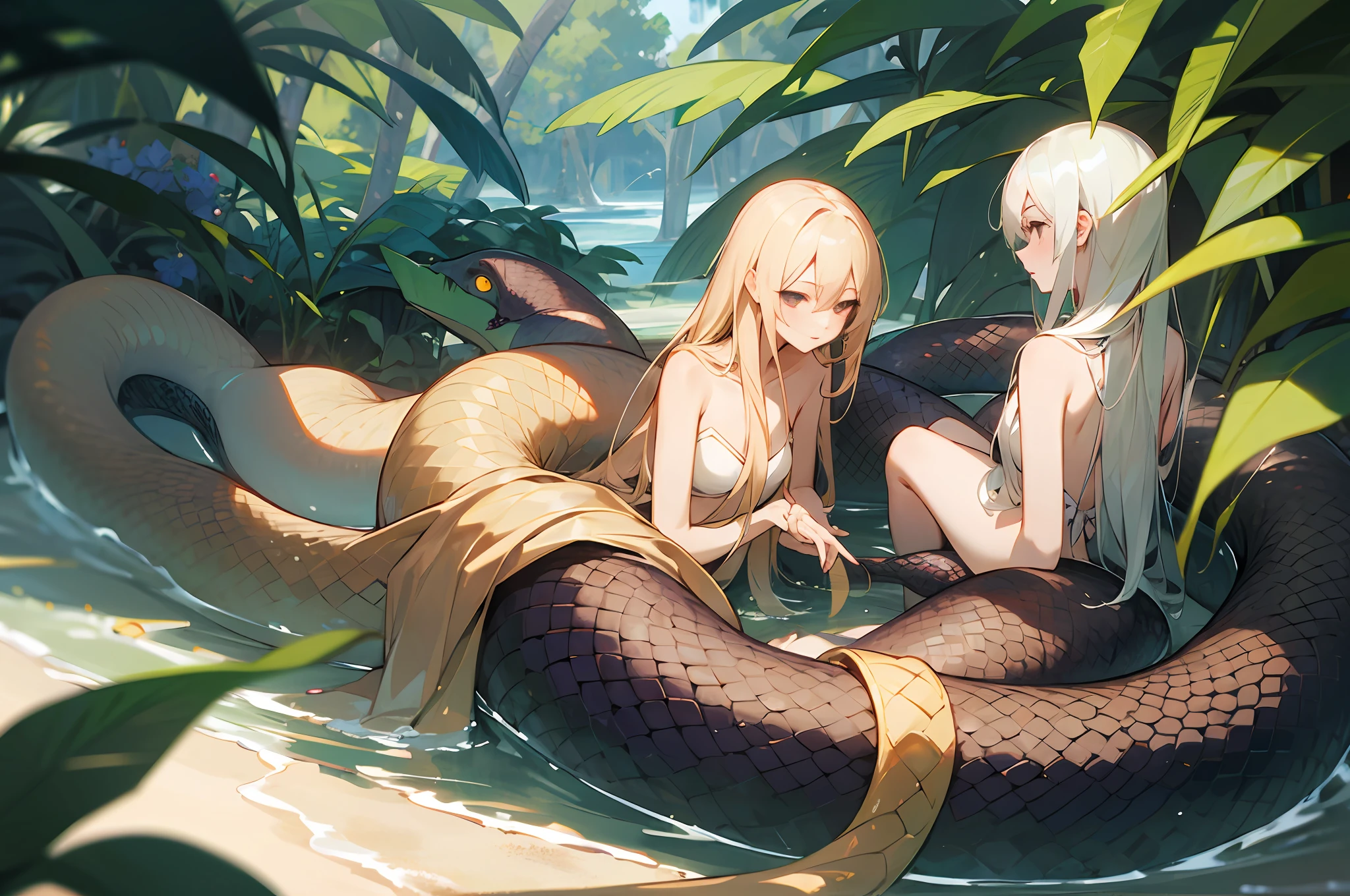 Adam and Eve、serpent、forbidden fruit、paradise