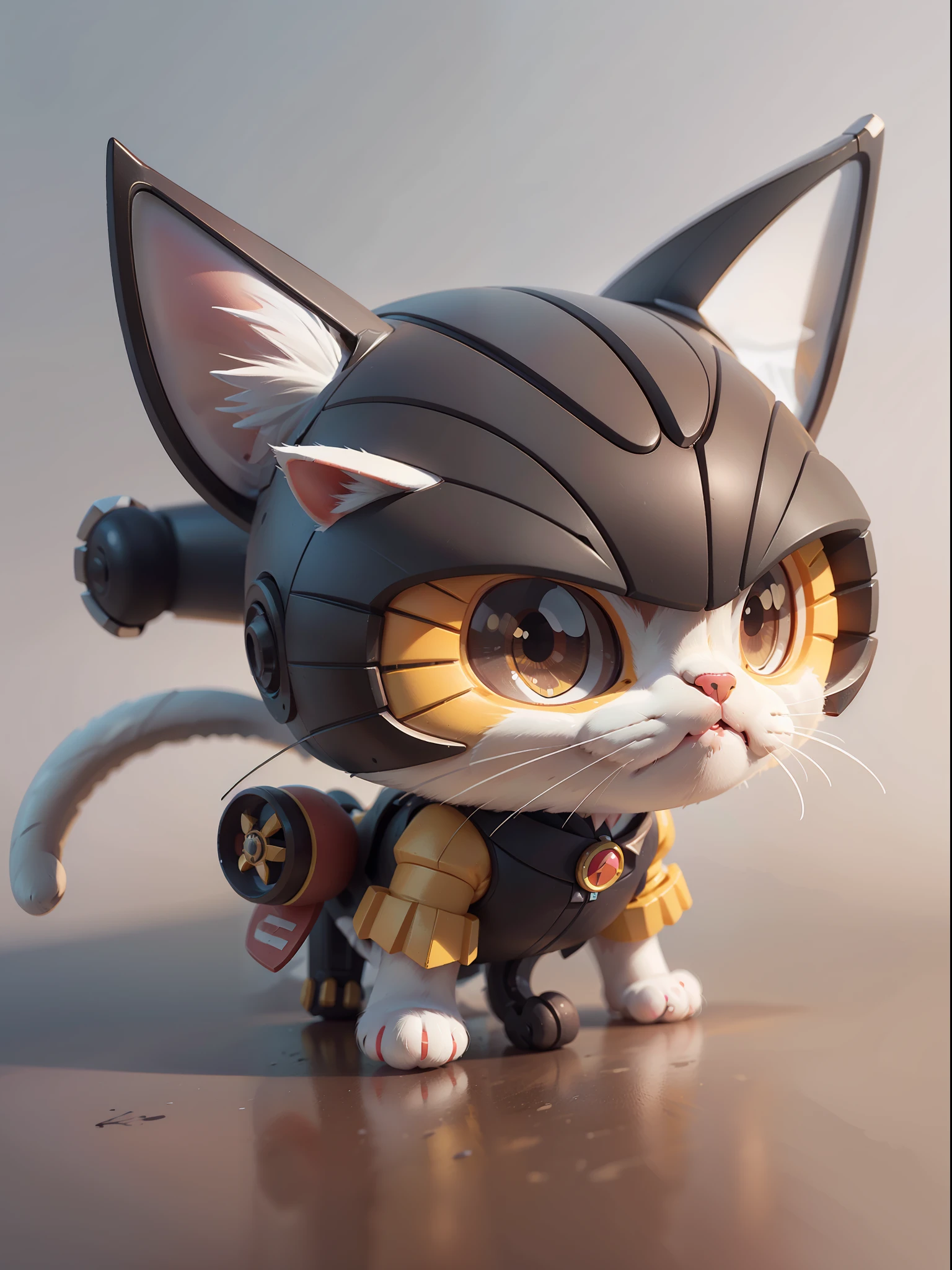 (Mechanically,cat:1.331),(Mechanical cat tail),Cute style,Little,large head,(Hot Wheels:1.331),a 3D render,((Q version)),Pokémon style,Machine style,Cinematic texture,Figures,Pokémon,cinematiclight,Heavy robotic arm,Mechanical belly,mechanical leg,mechanical leg,Mechanical feel,The background surrounds lightning,lightening,cruel,Clean white background,raytraced,Premium color,Full body 3D model,Action,Stylish blind box toy。(fill body:1.2),Chibi T-Shi