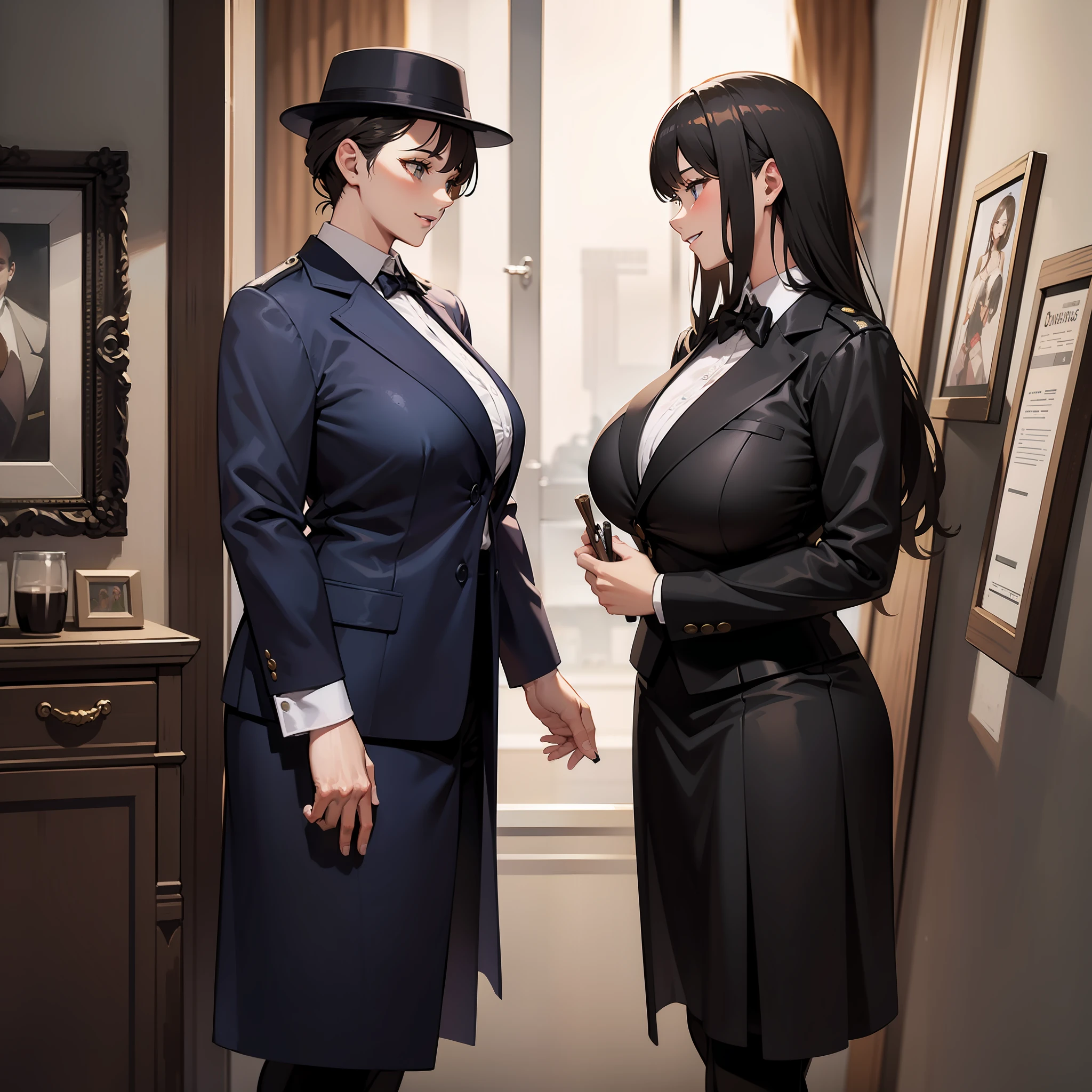 sherlock holmes & watson,
huge huge huge huge huge huge busty 2 girls assemble,
sherlock holmes girl brown glen check frock coat,
side standing watson girl white formal suits,
detective,
gently,
elegance,
wind,
smile,
london,
baker street,
british,
real face,
real body,
real background,
((((masterpiece)))), high quality, very_high_resolution, large_filesize, full color,