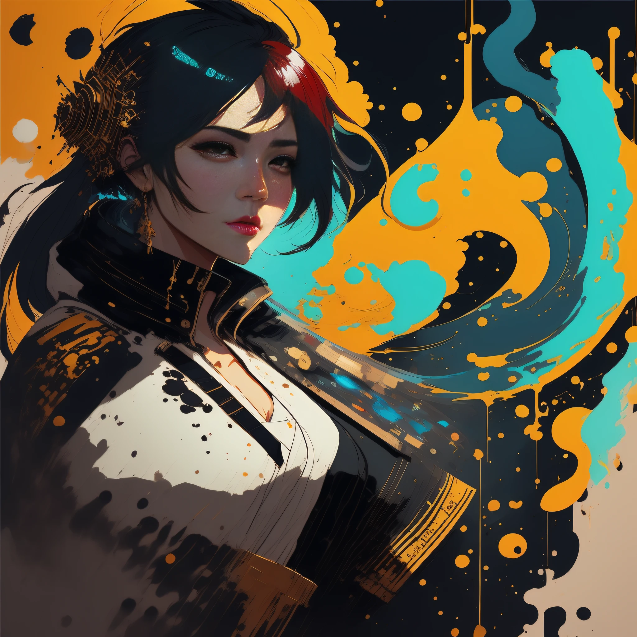 anime style. cluttered starship interior; by kaethe butcher, hajime sorayama, greg tocchini, virgil finlay, sci-fi, colors, neon lights,(((by Atey Ghailan and Emmanuel Shiu,SamDoesArt1))),alberto seveso art, dancing sillhouette , water ink, ink water, ink cloud, alberto seveso art, loose painting style, intricate detail, cinematic lighting, octane render, 8k render, volumetric lighting,nsfw,corneo_anal,EMB_Black_Marble_Style_V5-2000,long hair,