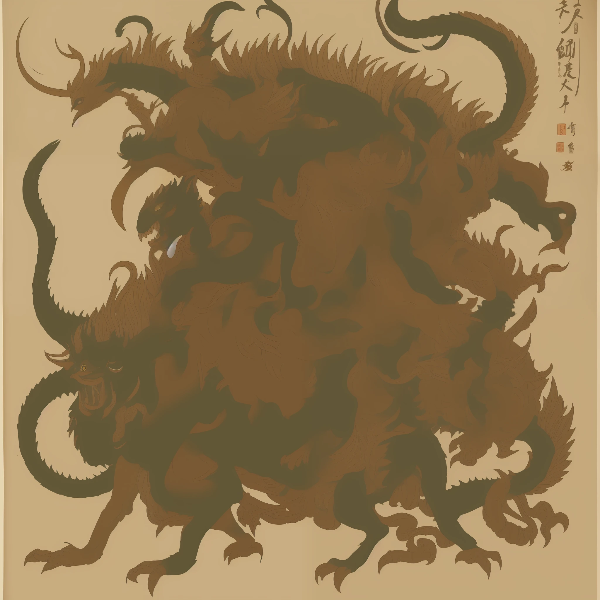 A four-armed, half-animal Japanese demon carrying a scale in one hand --auto