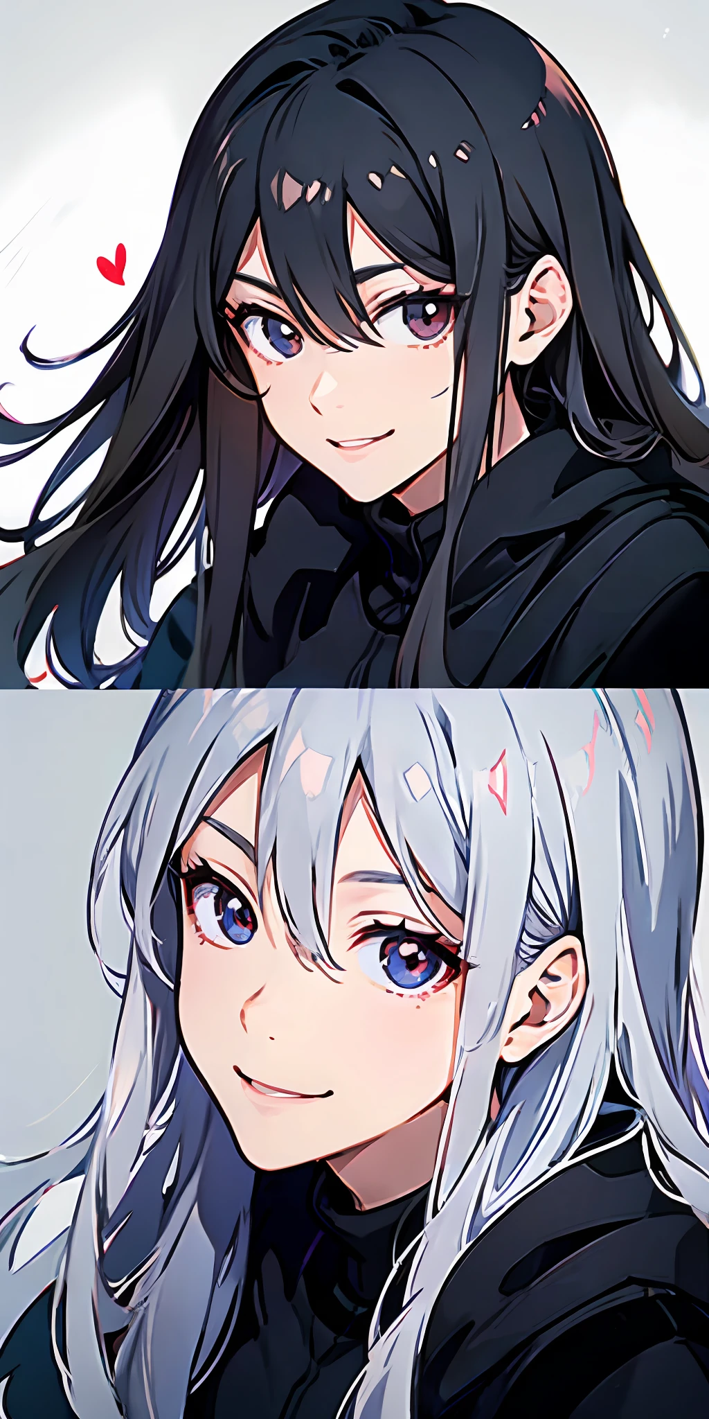 jujutsu kaisen, best quality, highres, extremely detailed character, a girl, light smile, closed mouth, beautiful detailed eyes, brown eyes, beautiful detailed black clothes, long hair, hair between eyes, white hair
