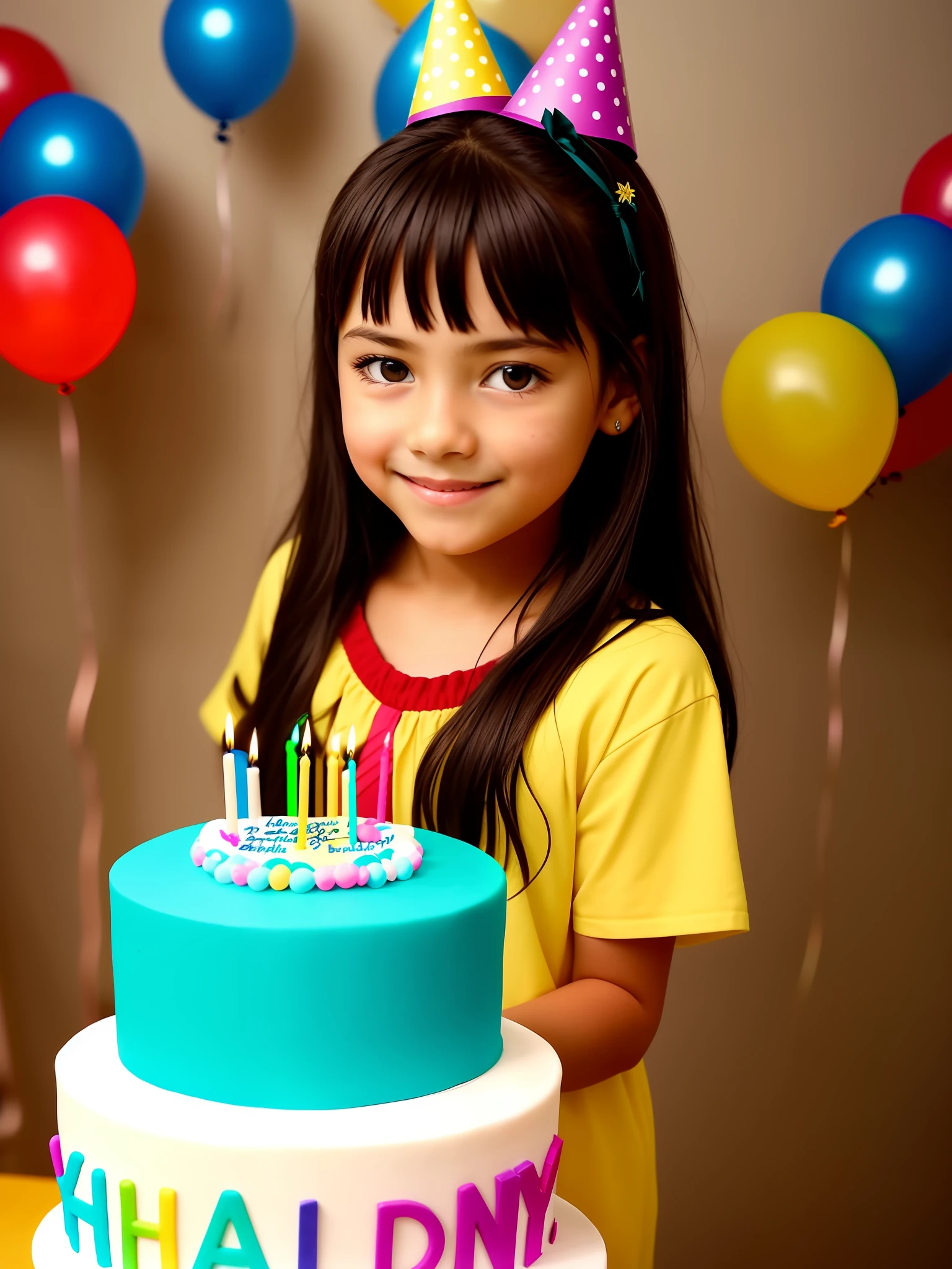 8 year old Brazilian girl wishing happy birthday