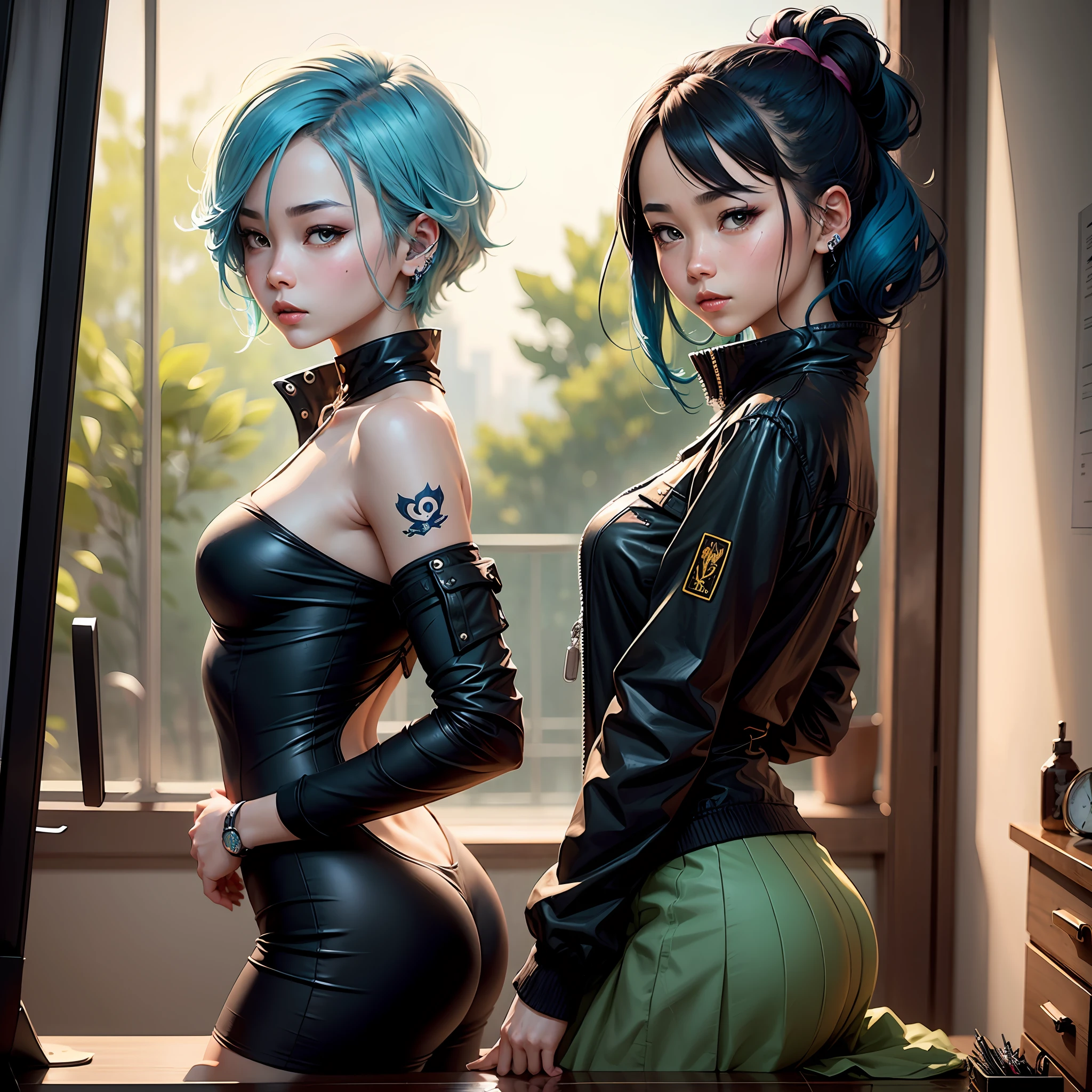 anime girl with blue hair and piercings posing for a picture, artwork in the style of guweiz, guweiz on artstation pixiv, guweiz on pixiv artstation, ross tran 8 k, detailed portrait of anime girl, rossdraws portrait, deviantart artstation cgscosiety, stunning anime face portrait, in the style of ross tran --auto