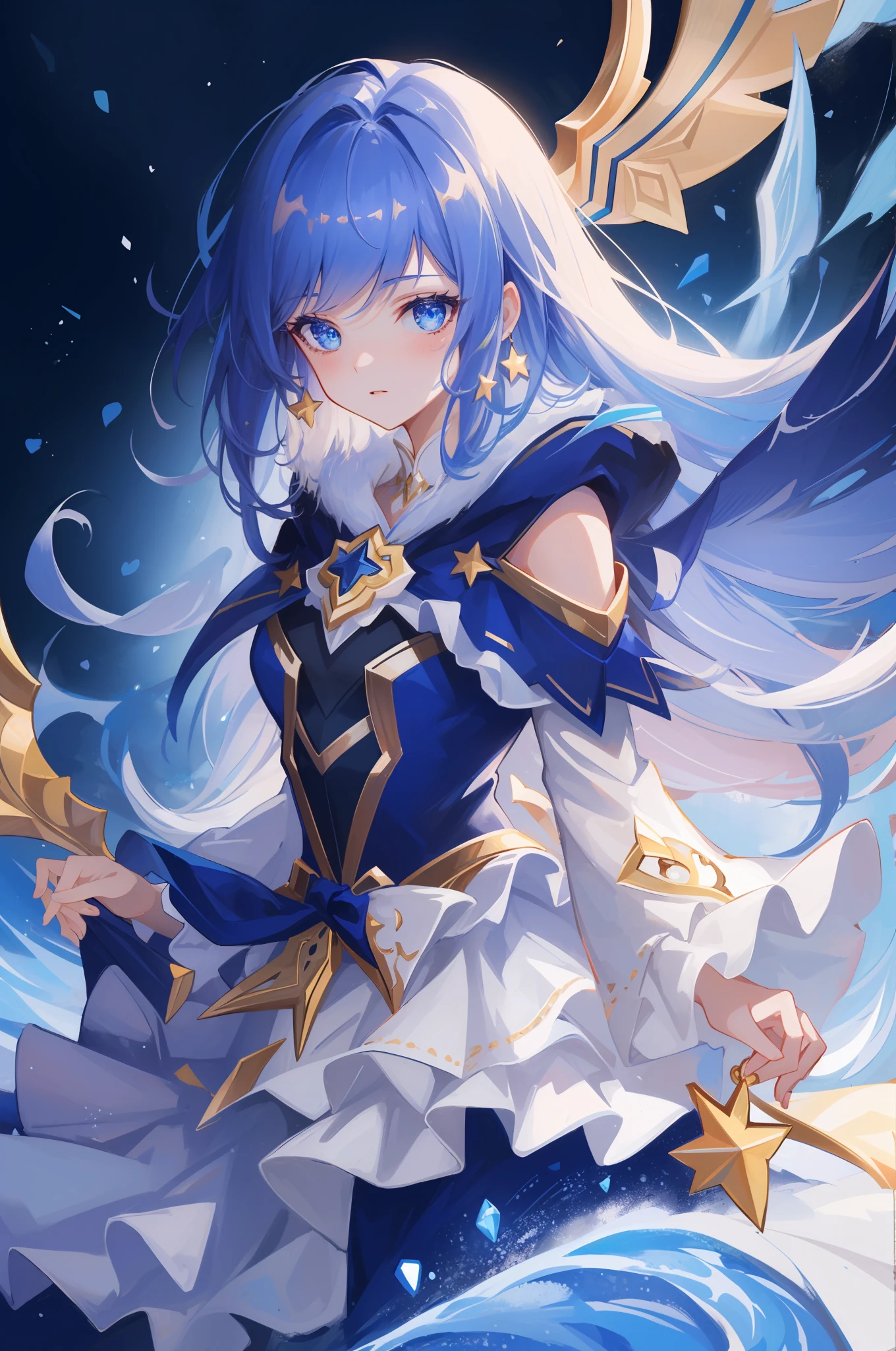 (masterpiece, best quality),  intricate details, 8k, artstation, sharp focus, 1girl, star guardian, league of legends, (cool color theme)