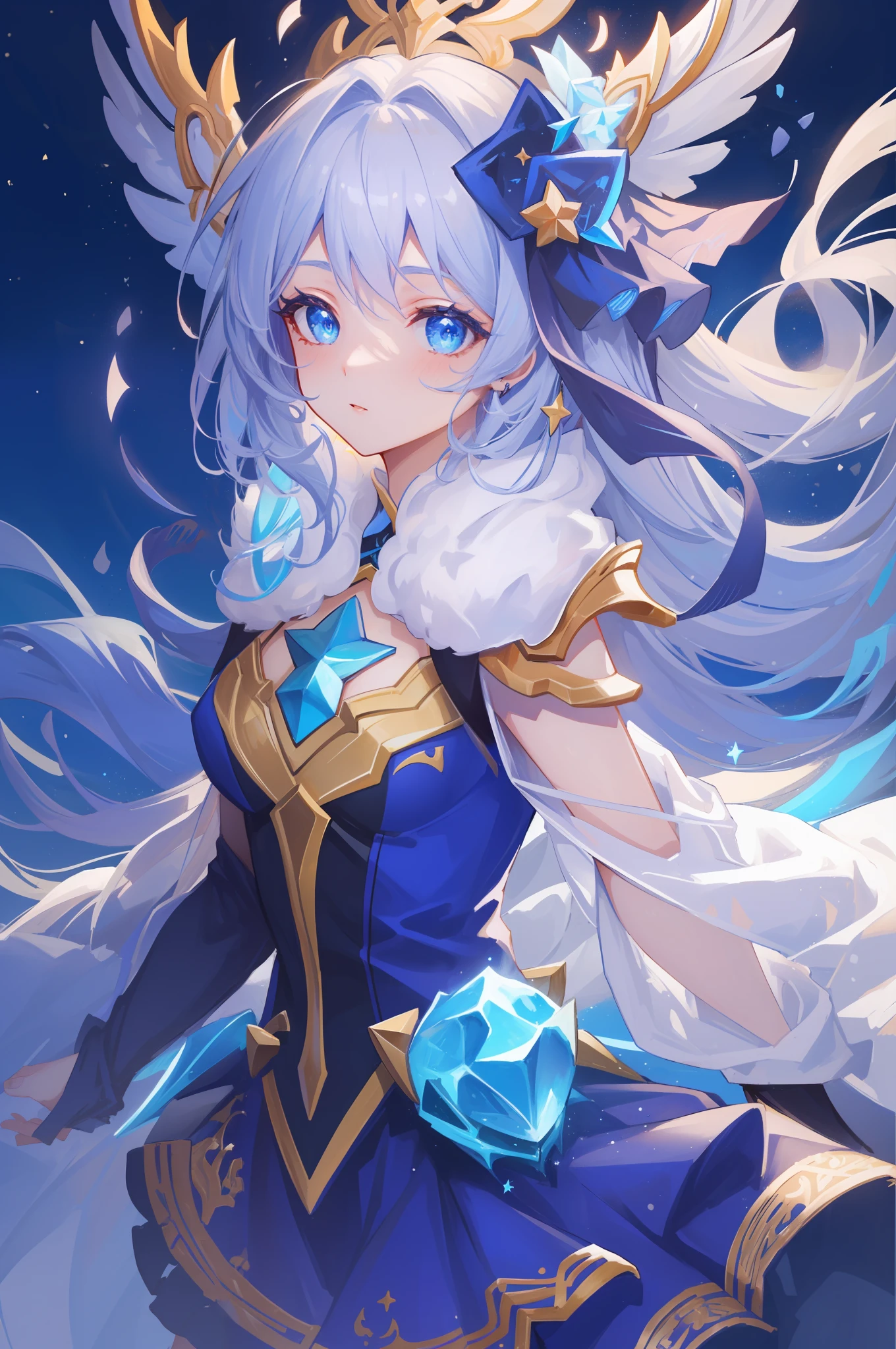 (masterpiece, best quality), intricate details, 8k, artstation, sharp focus, 1girl, star guardian, league of legends, (cool color theme)