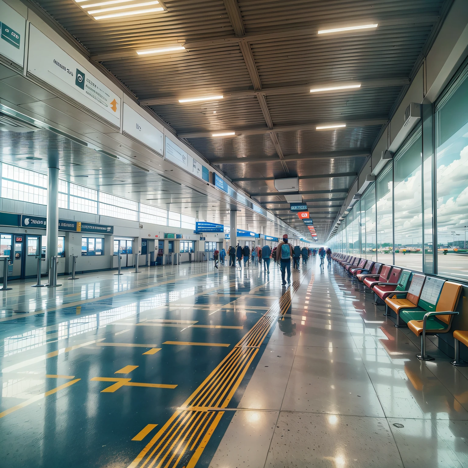 Lindo Aeroporto , cinematiclighting, profundidade de campo, Man, Realismo, fotorrealista, hiper-Realismo, fotografia profissional, UHD, DSLR, HDR --auto