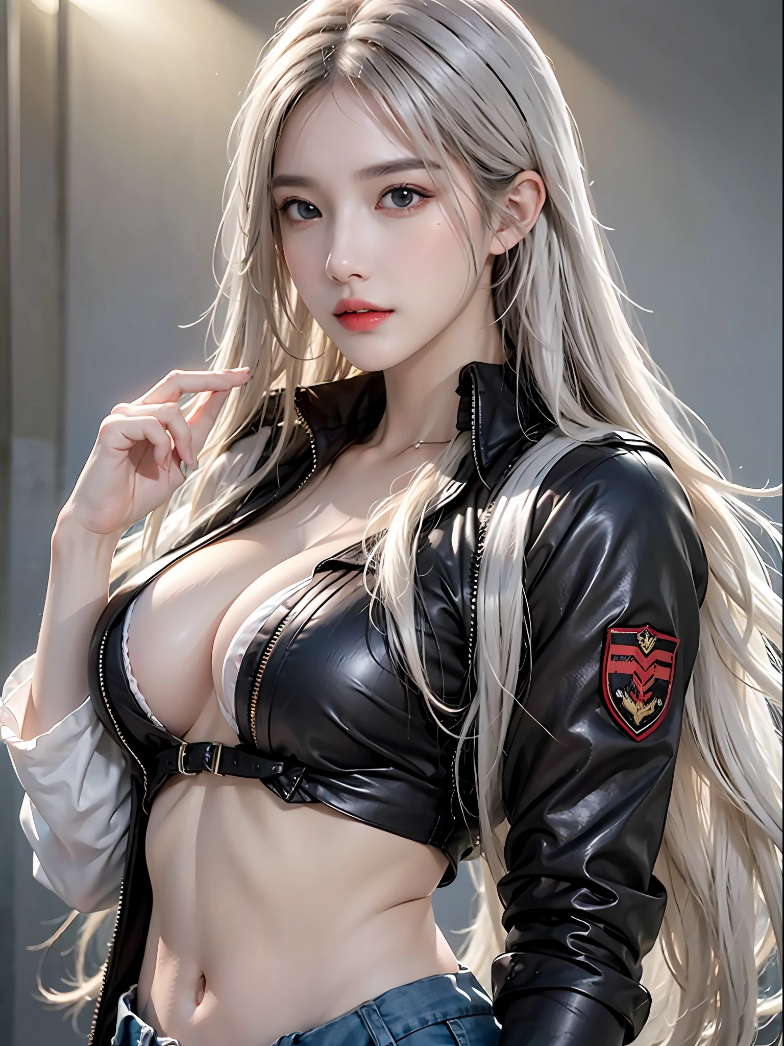 photorealistic, high resolution, 1 girl, white long hair, beautiful eyes, normal breast, military clothes