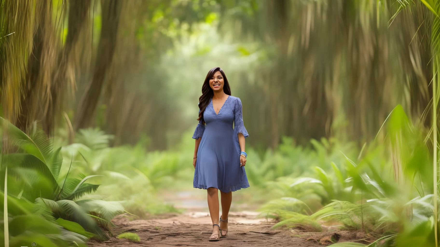 Mulher feliz na floresta