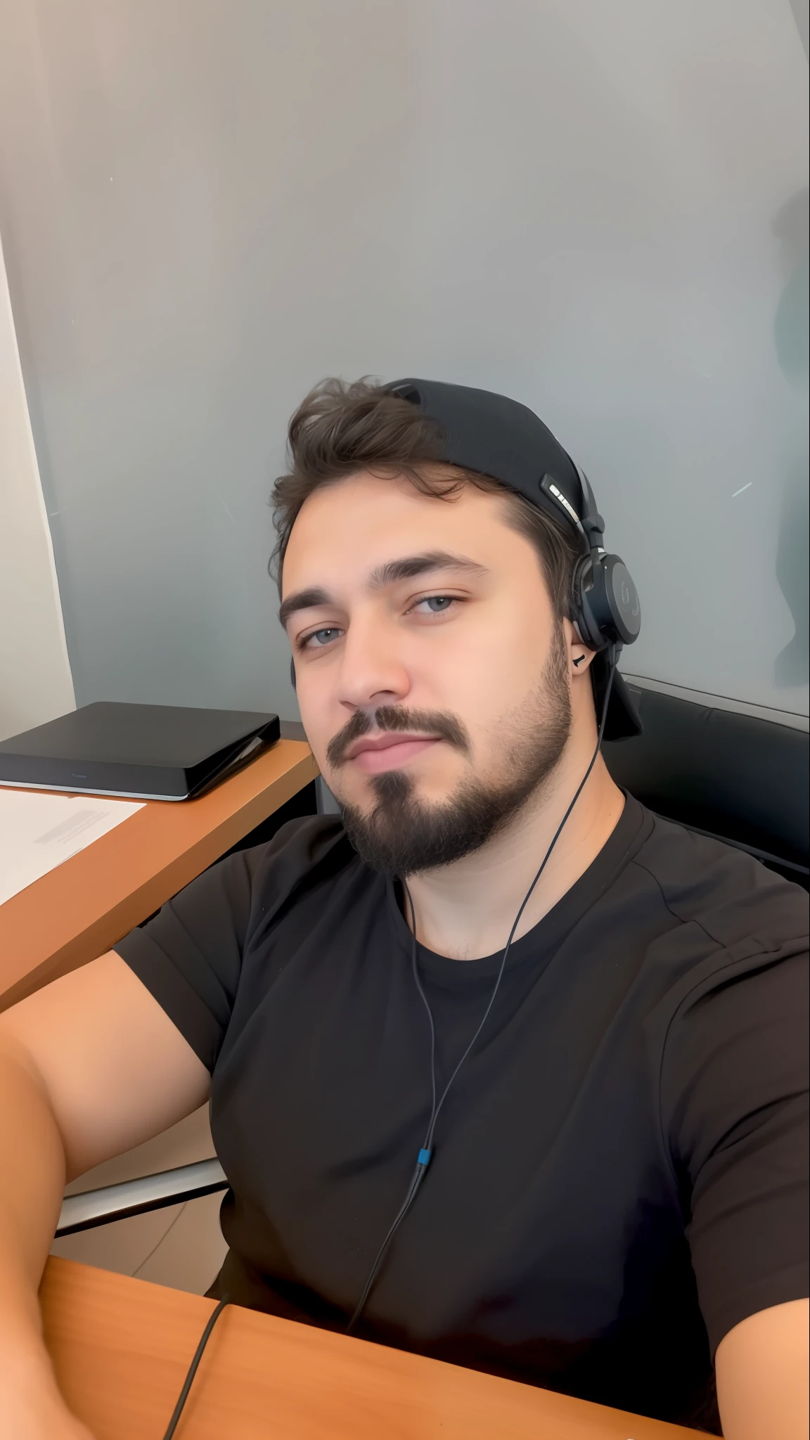 there is a man sitting at a desk with a microphone and headphones, Streamer do Twitch / Jogador Ludwig, Condutor de Ene, Aykut Aydogdu, com fones de ouvido, foto de perfil headshot, Emad Mostaque, com fones de ouvido, Streamer do Twitch, Saadane AFIF, foto de perfil profissional, Nekro Petros Afshar, imagem do avatar