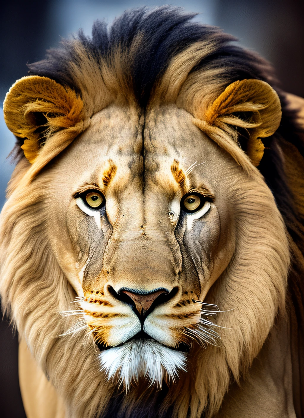 a close up of a lion