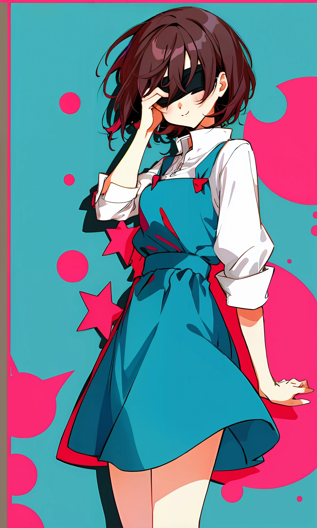Two-dimensional girly 2d short hair covers eyes