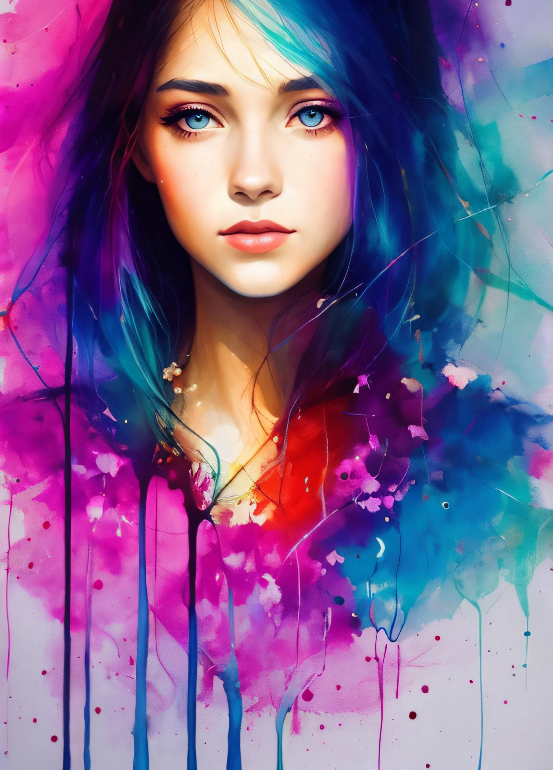 a woman by agnes cecile, luminous design, pastel colours, ink drips, autumn lights beautiful