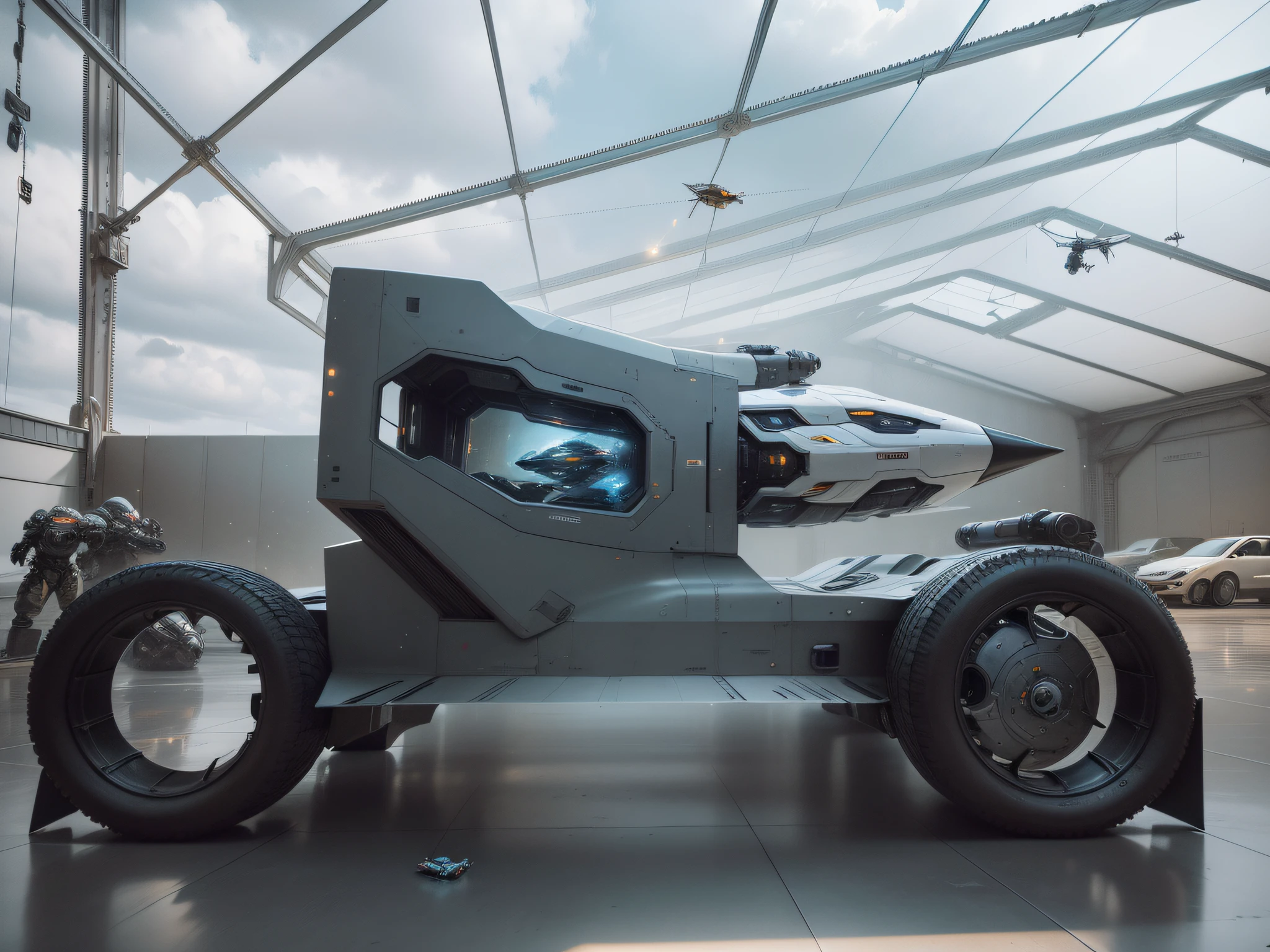 there is a futuristic looking space ship flying through the air, Nave estelar futurista, Nave espacial futurista, SCIFI spacecraft, Arte conceitual da nave espacial, nave espacial detalhada, spaceship flies in the distance, sci-fi spaceship, sci - fi: Nave espacial em combate, Octane Render Sci - FI, star citizen concept art, star citizen digital art, Kitbash futurista, neofuturista altamente detalhado, arte conceitual 8 k --auto