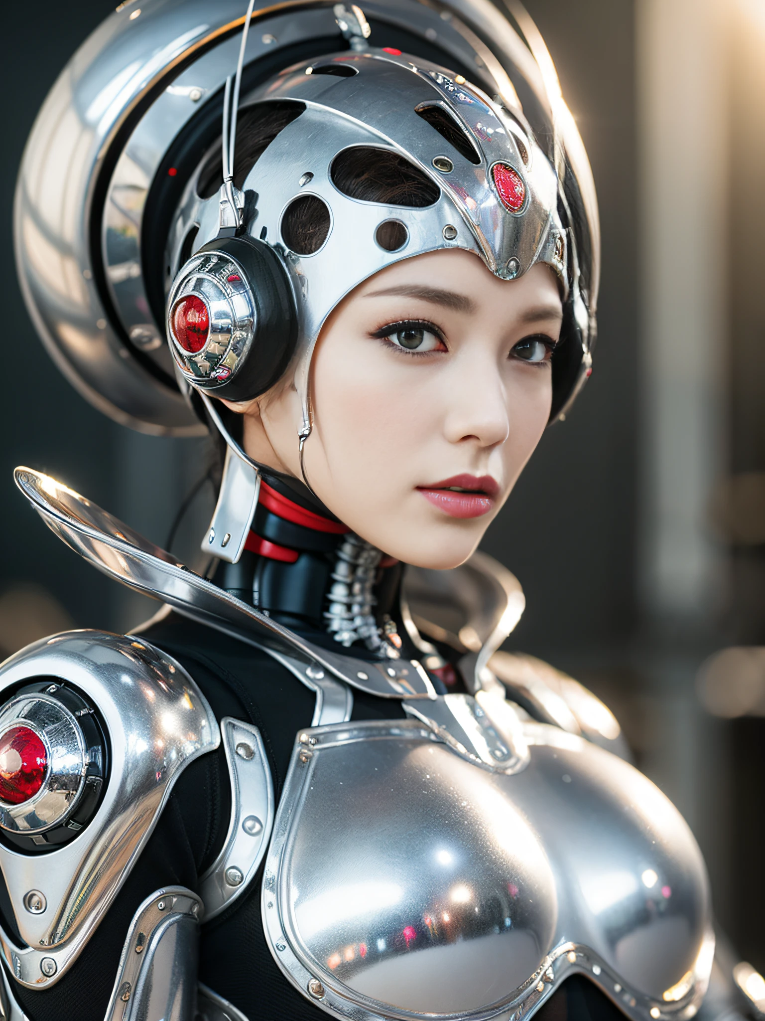 Intricate 3d rendering of highly detailed beautiful ceramic silhouette female robot face, robot, robot part, 150 mm, beautiful studio soft light, rim light, vibrant details, luxurious cyberpunk, lace, surreal, anatomy, facial muscles, cables wires, microchip, elegant, beautiful background, octane rendering, HR Giger style, 8k, best quality, masterpiece, illustration, very delicate and beautiful, very detailed, CG, unity, wallpaper , (fidelity, fidelity: 1.37), amazing, fine detail, masterpiece, best quality, official art, very detailed cg unity 8k wallpaper, absurd, unbelievably absurd, robot, silver helmet, full body
