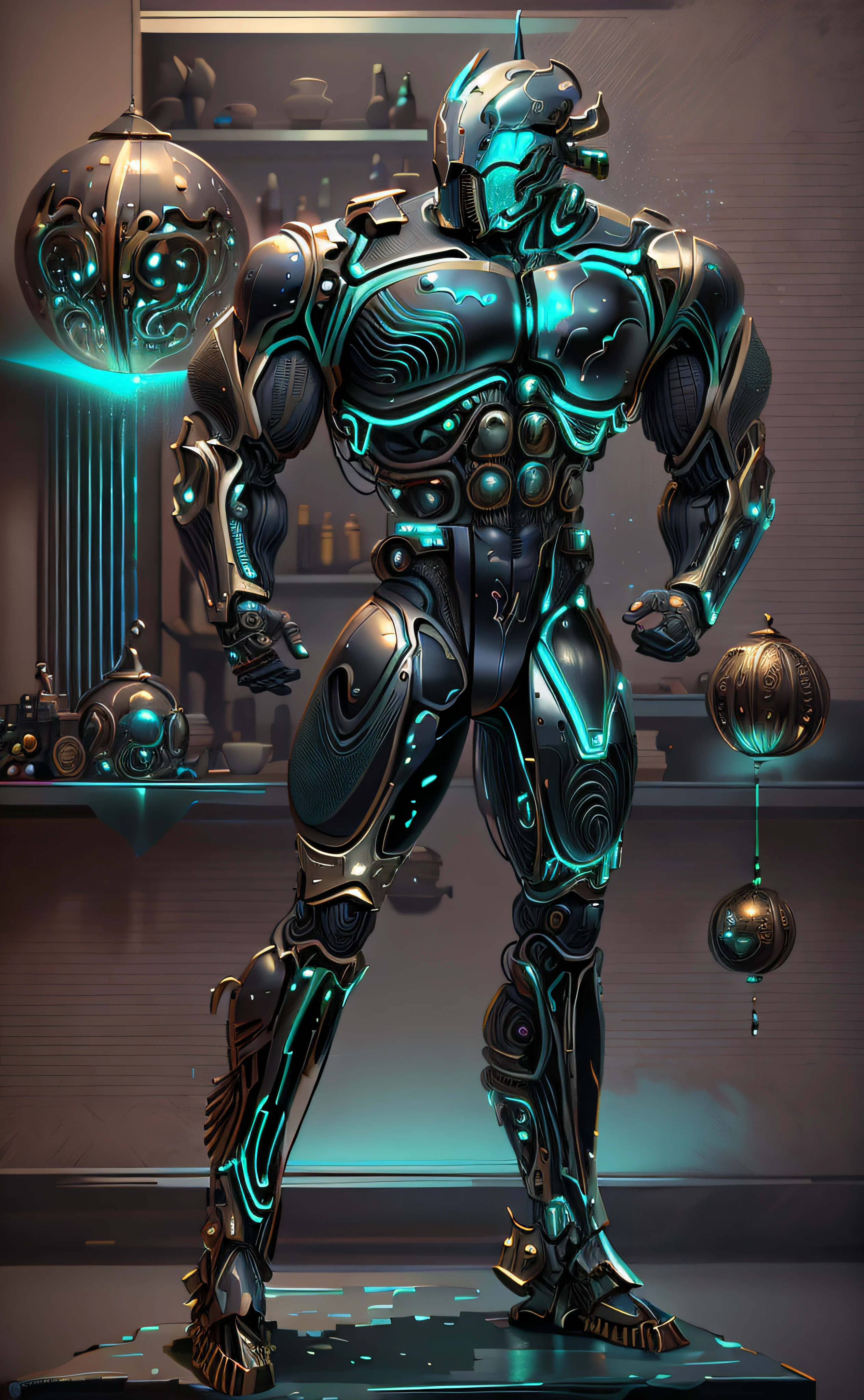 uma imagem de desenho animado de um homem com um corpo azul e um capacete, este personagem tem criocinese, cybernetic body, armadura brilhante elegante, Armadura refletida da cor do gelo da lasca, Corpo ciborgue, musculoso!! sci fi, silver cyber armor, coberto com armadura de prata completa, inspirado por Rob Liefeld, cyber fight armor, diamond plated superhero, 3d render em 8k, melhor qualidade, obra-prima, nikon, luz e sombras realista, 8k, ray tracing, NVIDIA, unreal engine 5, numa praia com um mar azul noturno