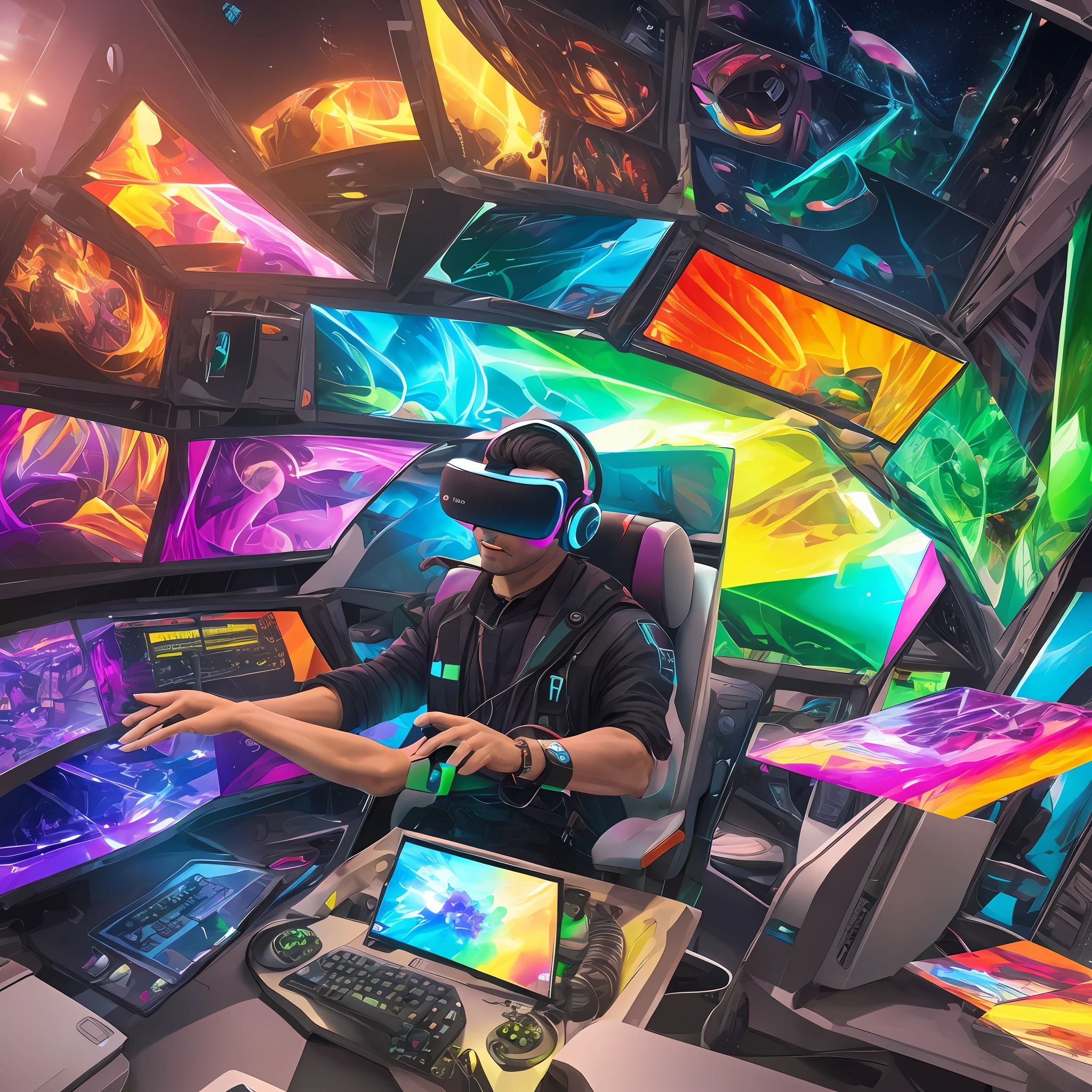 Duty, multicolor,vitral,cores vibrantes,raios multicolor,realidade virtual,extreme vibrations in colors. --auto