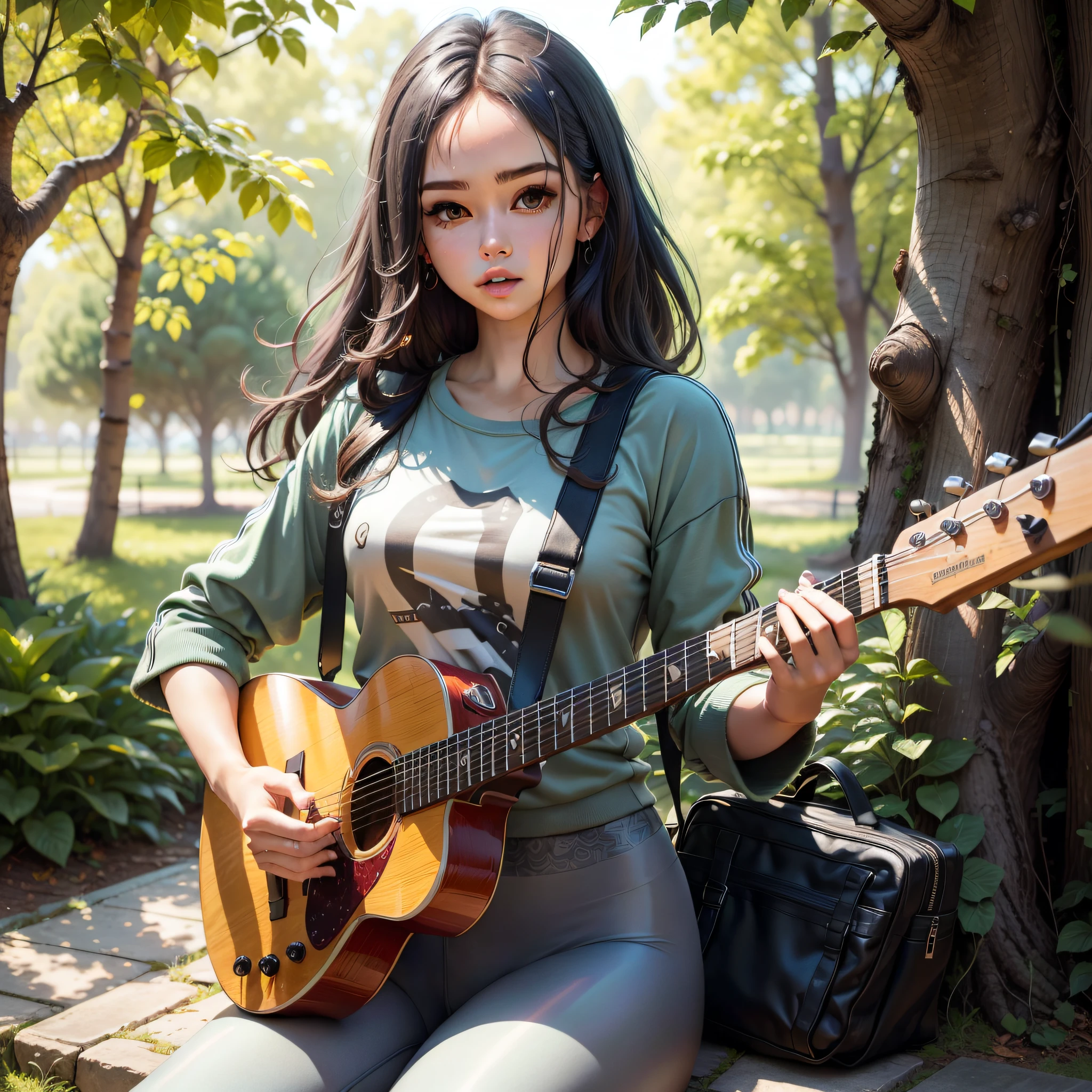 Body and hands ultra-detailed, wearing black leggings, 8k