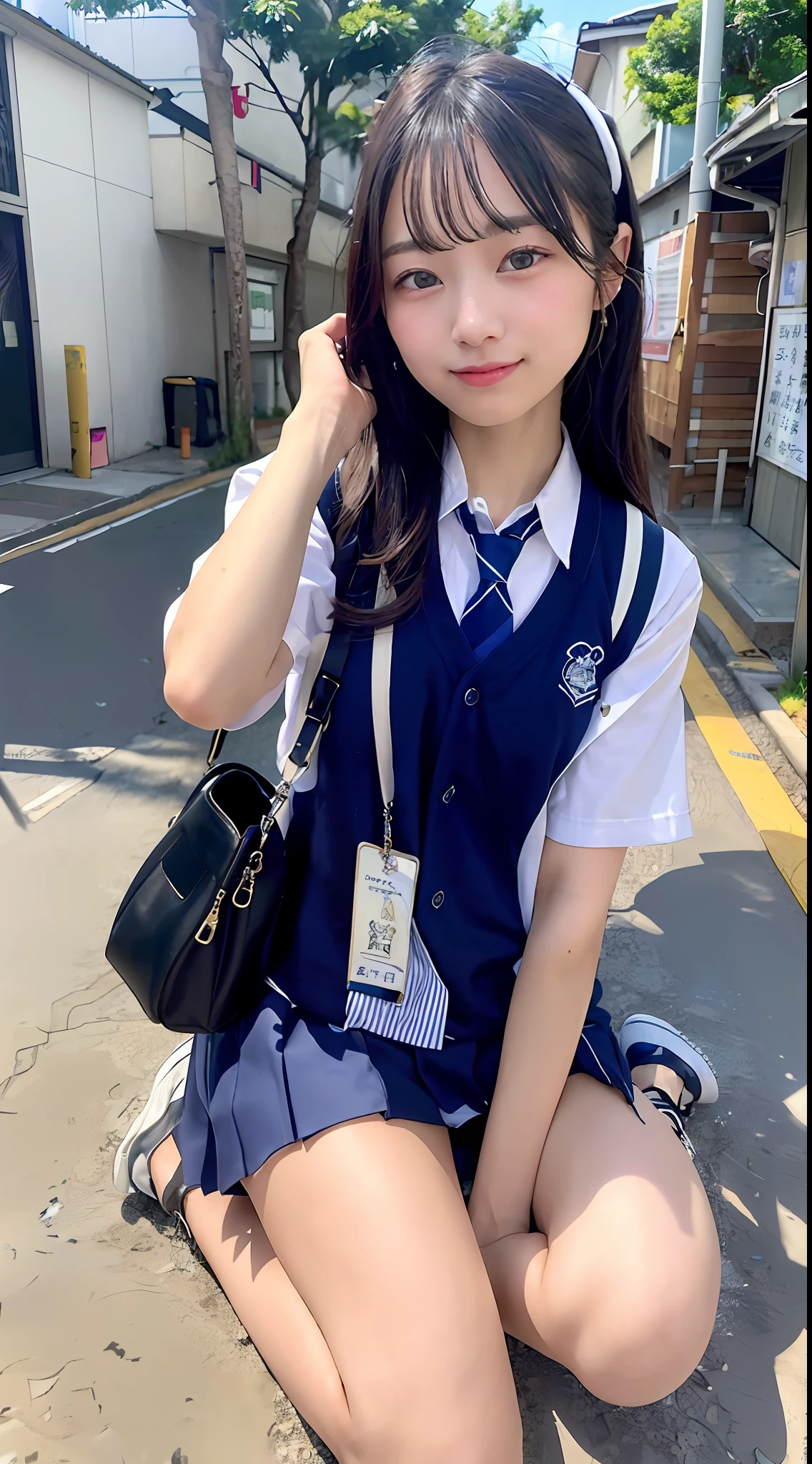 (A masterpice:1.2、最好的质量)、(Authentic images、intricated details)、独奏、Female 1 Person、Japanese high school many student、Student uniforms、short-cut、s summer clothes、