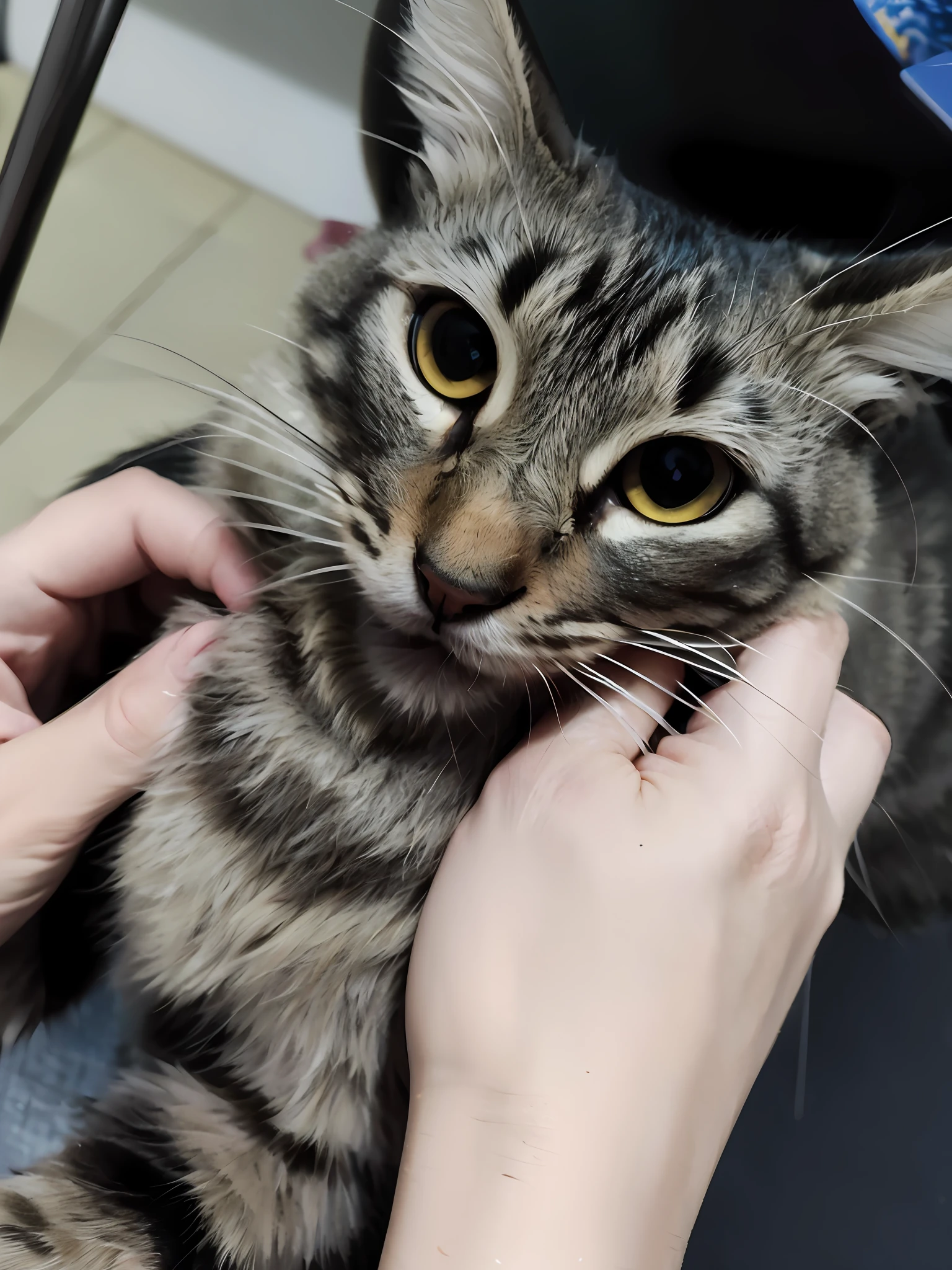 someone is petting a cat with a hand on a chair, Acariciando um gato, com gato pequeno no colo, segurando uma gata, rosto muito detalhado, Bigodes, peludo bonito precisa de sua ajuda, Directed by: Emma Andijewska, marcas no rosto, Me ajuda, Directed by: Maksimilijan Vanka, bochechas grandes segurando seu gato, Tomado com Sony Alpha 9
