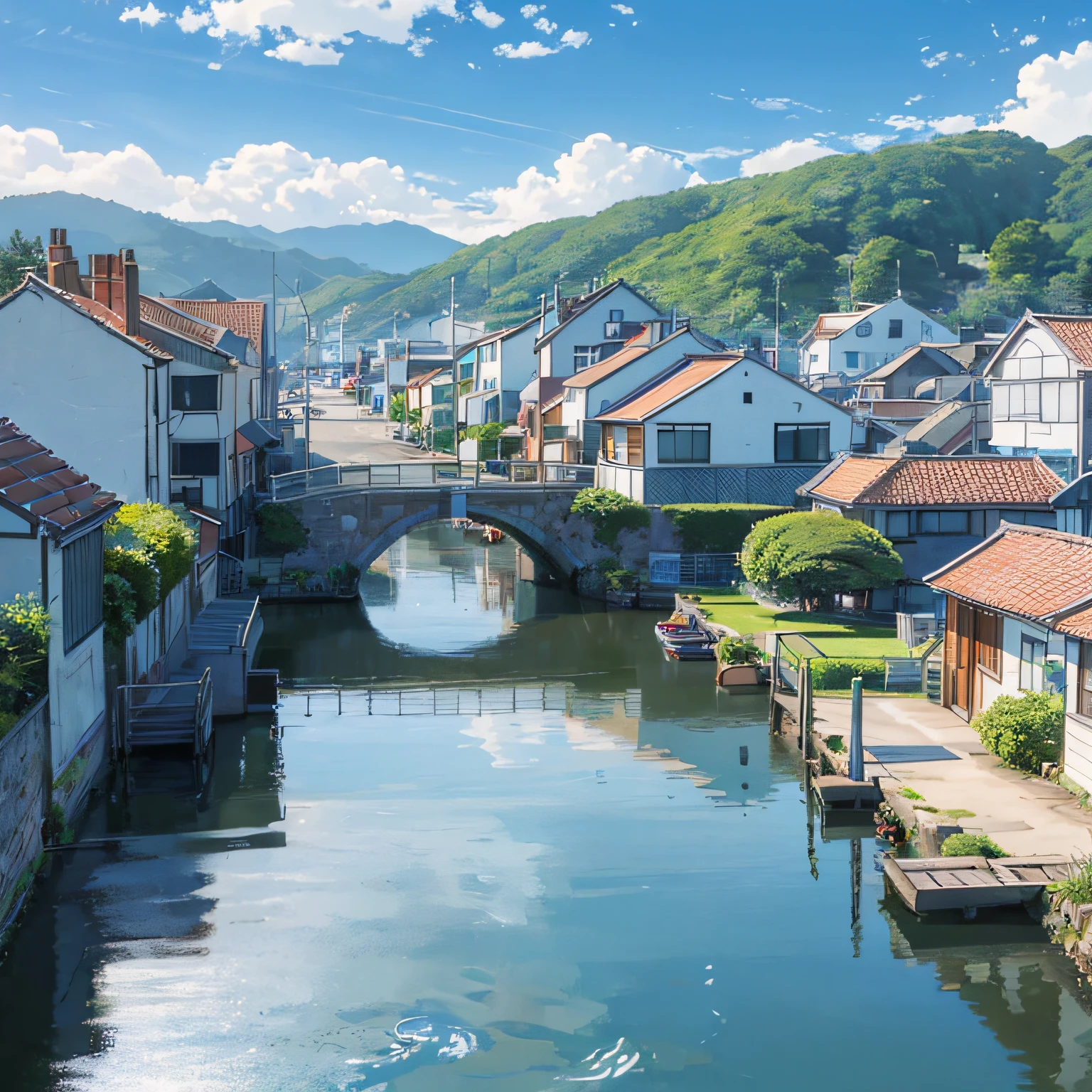 Draw a scene where the energetic girl, Momo, arrives at the seaside town with her parents, filled with excitement and a sense of adventure. --auto
