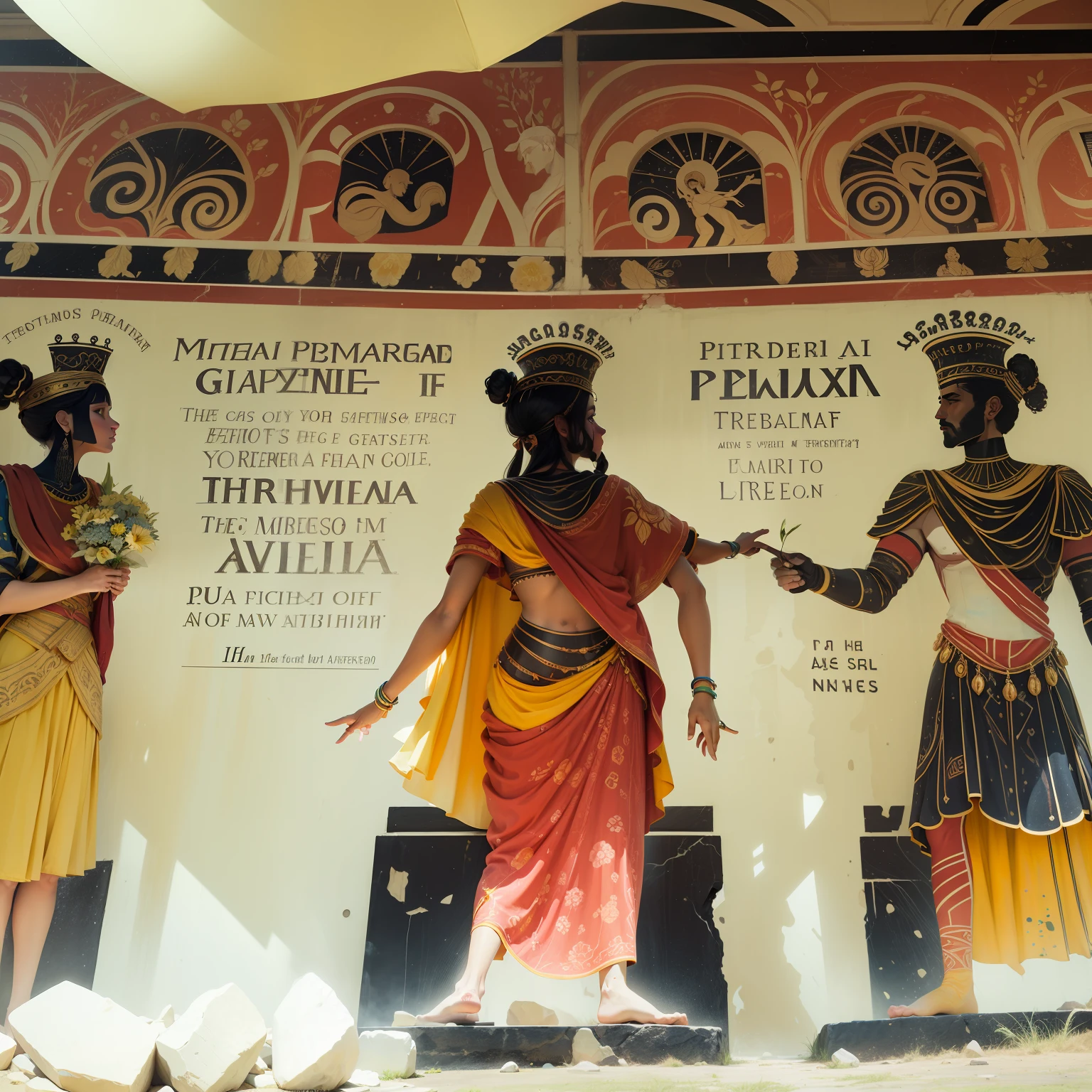 Prominent Figures of the Past: Transforming Ancient Greek Murals into Modern Advertising Art
Inspired by the vibrant legacy of ancient Greek murals, we invite you to venture into the depths of history and envision a captivating mural that blends the essence of classical aesthetics with contemporary advertising. Imagine a stunning depiction of a 2023's girl, embodying the spirit of our times, surrounded by symbolic elements that pay homage to the rich heritage of Greece.
In this mural, the girl is depicted as a radiant embodiment of the present era, exuding confidence and charm. Dressed in stylish attire that reflects modern fashion trends, she captivates viewers with her alluring gaze. Her vibrant personality shines through as she interacts with her surroundings, seamlessly bridging the gap between antiquity and the present day.
Behind her, the mural showcases a mesmerizing landscape reminiscent of the Pierian Mountains. The scenery transports us to the birthplace of the poet, where his journey began. A subtle nod to Pydna, a potential place of his origin, adds an intriguing element to the composition.
To further emphasize the poet's connection to his homeland, we integrate elements symbolizing the renowned Thracian musicians, Linus and Orpheus. These figures, representing the poet's fellow countrymen, subtly intertwine with the mural, blending harmoniously with the modern setting.
As a final touch, inscriptions and subscriptions within the mural bear testimony to the poet's identity as a freedman of Augustus. These subtle details provide a captivating layer of historical context, highlighting the poet's significance within the ancient world.