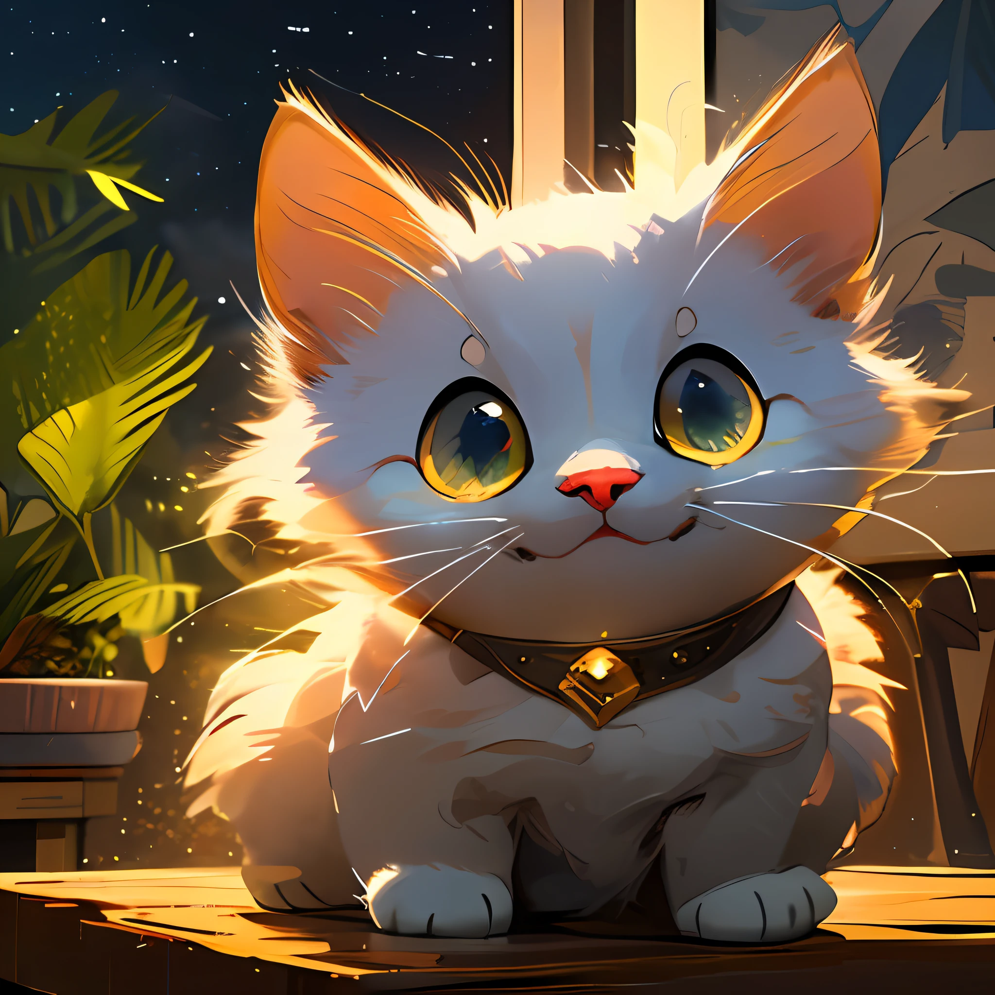 (masterpiece, high definition, exquisite visual quality), a fluffy cat, (close-up of the face:1.2, full body:0.9), a cute little cat, best quality, (extremely detailed CG unity 8k wallpaper), (best quality), (best illustration), (best shadow), realistic lighting, (Abyss), beautiful detailed glowing colors, art by PeterMohrBacher, full body glowing light, his whole body glistened, stars daytime sky