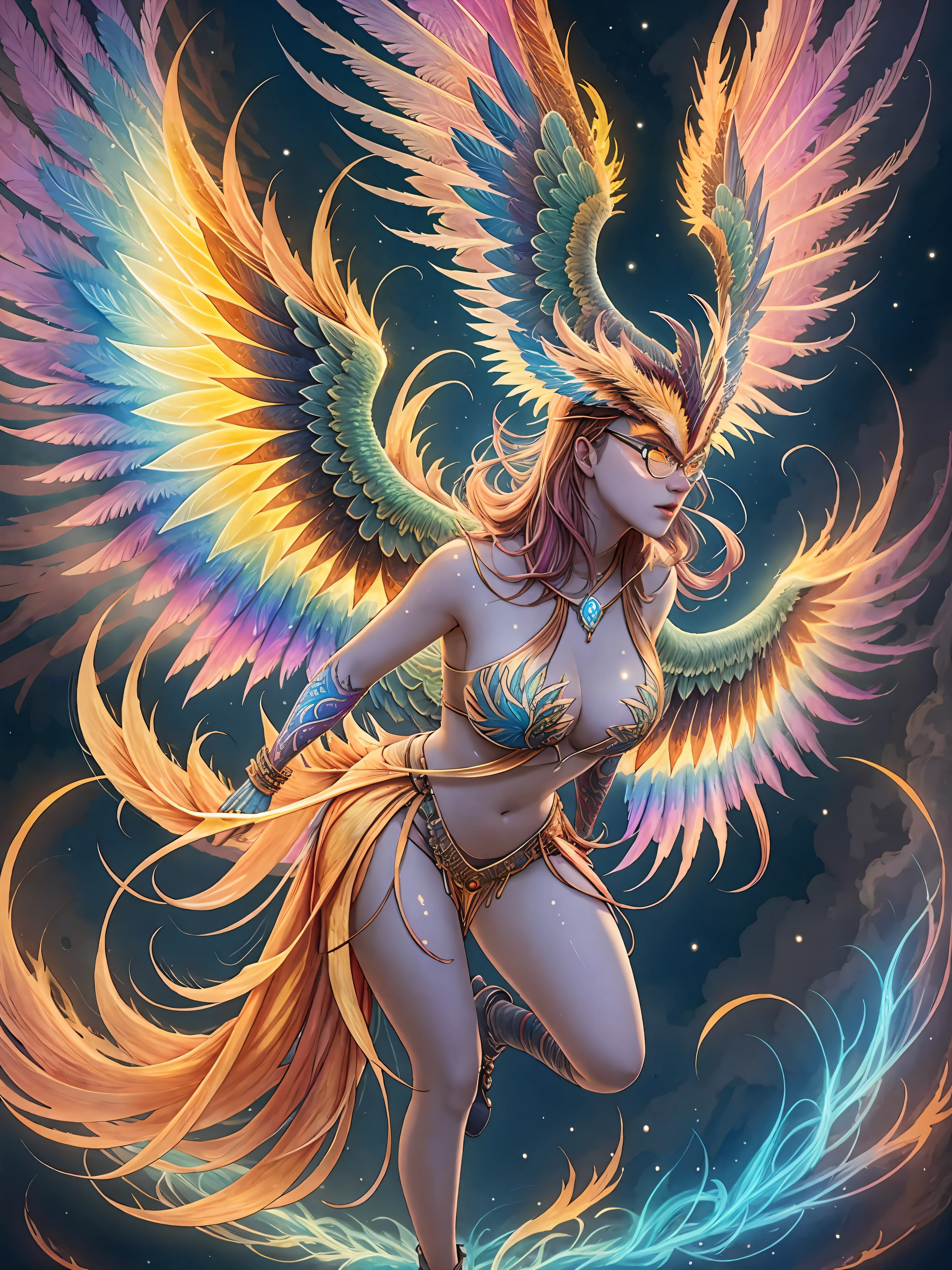 ave de rapina colorida com penas brilhantes em um fundo transparente png, Fiery bird, arte digital detalhada 4k, papel de parede amoled, arte digital altamente detalhada 4k, penas brilhantes, arte bonita uhd 4k, cores altamente detalhadas, artwork of a phoenix, arte de fantasia digital colorida, amoled, ''wallpaper of a phoenix, fundo transparente png 8k arte detalhada de alta qualidade
