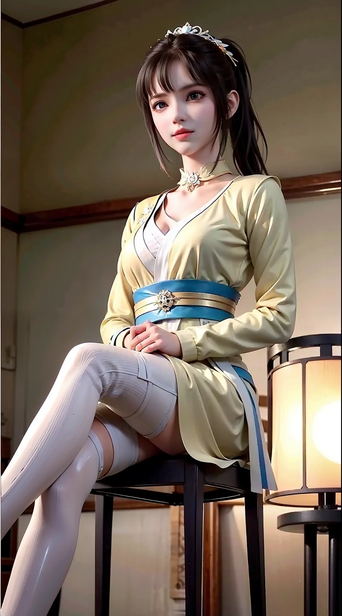 巨作,Best quality,1girls, Sitting,Crossed legs,