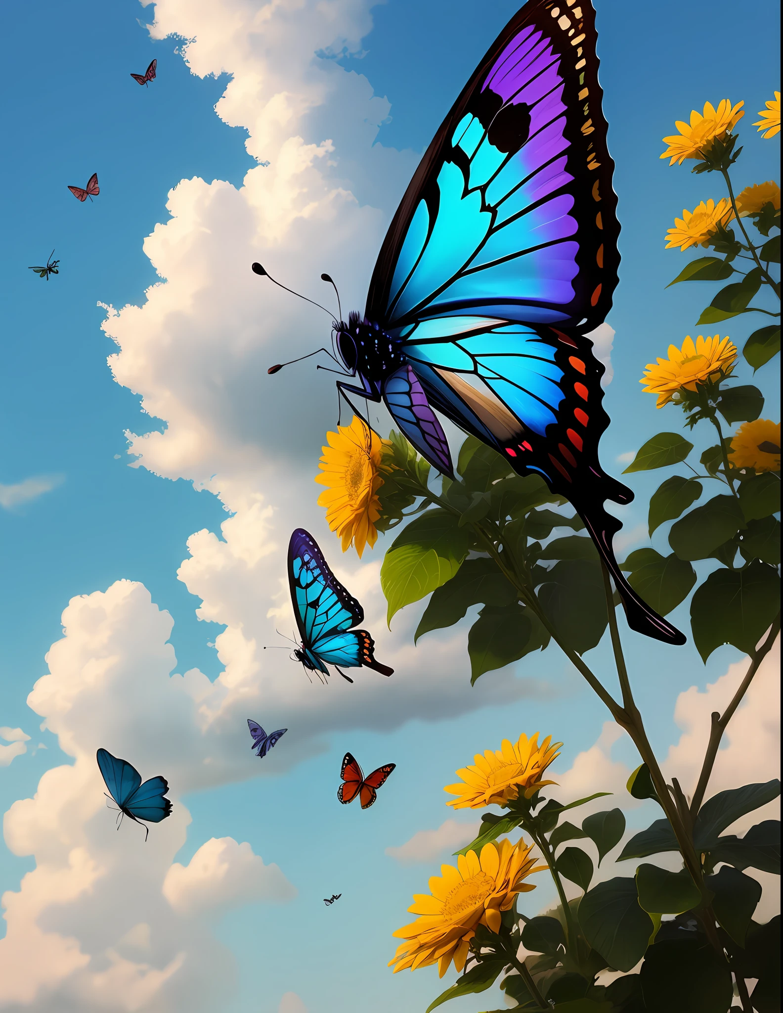 Blue butterfly々、insects、Only 1、Beautiful butterflies々,Flying in the sky、flying through the air