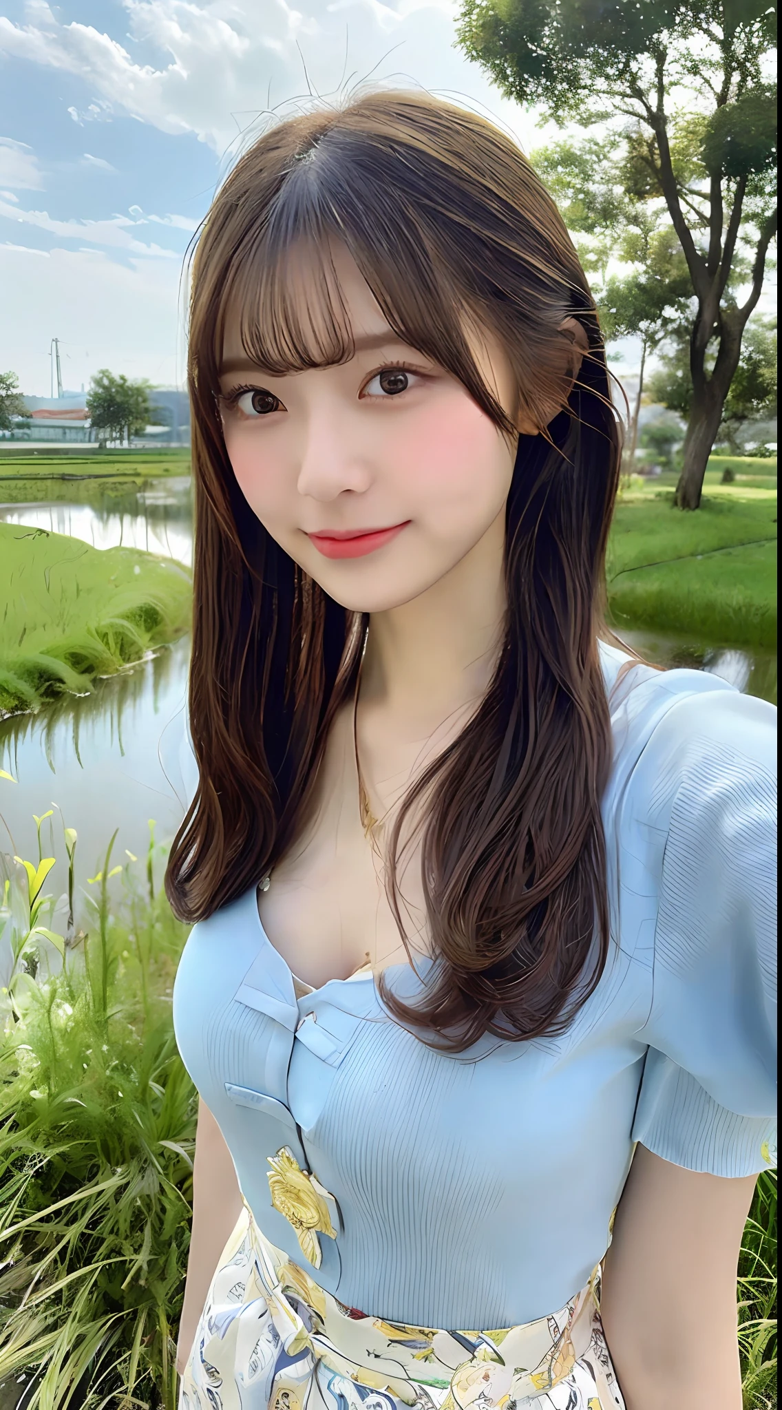 ((Best Picture Quality, 8K, nmasterpiece:1.3)), 1girls, Whole human body,Beautiful woman with slender abs:1.3, (Casual hairstyle, No leakage of big breasts:1.2)1.1, Ultra-fine face, detailed eye, 双眼皮,Smile with, Best quality, Top quality, ultra-high-resolution, 1girls, Elaborate Eyes,Exquisite background, Perfect skin(Skin of natural color),Slim,Model figure,Absurde,Very fine,Endless rice fields,Golden edge of rice paddies,Cutes,beatifull,double ponytails,on cheongsam,Chinese cheongsam,silk stockingsa,
