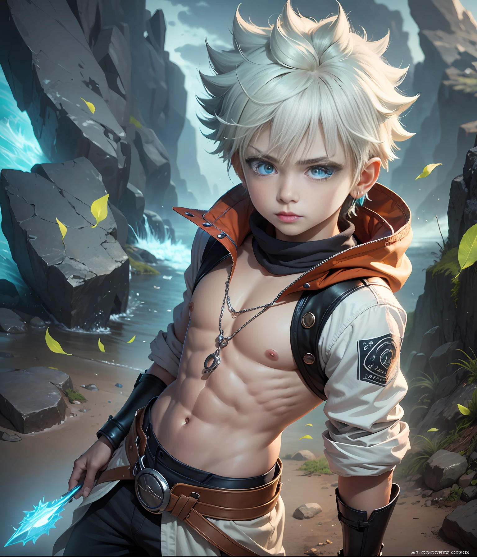 killua character, arco nas costas,olhos verdes 4k -- v 4 --auto --s2