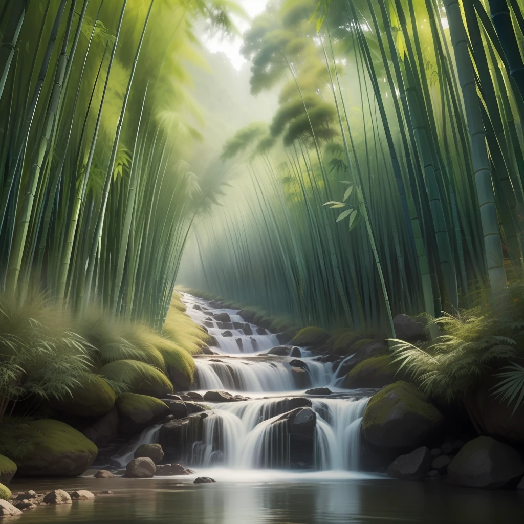 Majestic,Chinese scene,bamboo forests,detailed detail