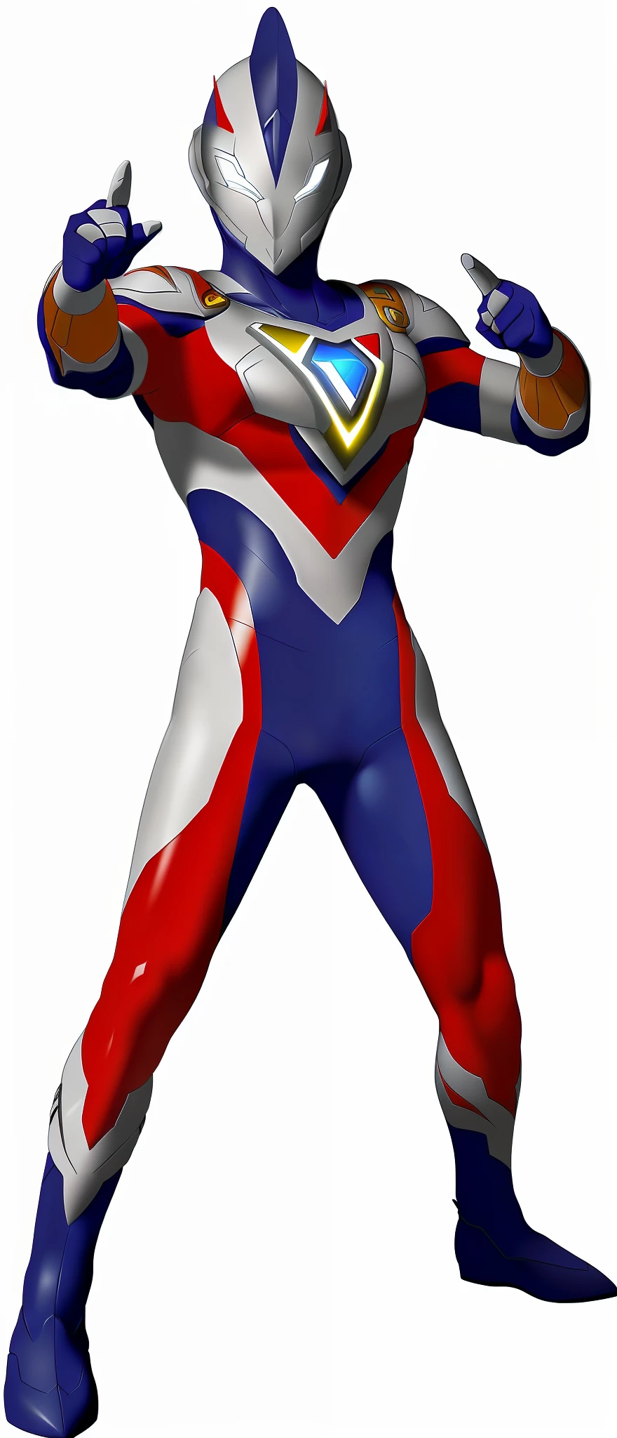 Create a striking digital painting of an Ultraman hero engaging in a  battle with a gigantic monster. The scene takes place in a futuristic cityscape with towering skyscrapers and flying vehicles, all illuminated by vibrant neon lights and the glowing energy beams emitted during the fight. The artwork should be in a realistic style, showcasing the hero's dynamic poses and intense action. Use a digital medium to illustrate the full body of the Ultraman hero, ensuring the artwork has a vibrant and dynamic color scheme that enhances the sense of excitement and energy. Employ computer graphics techniques to render the scene in 3D, adding realistic textures for a high-definition, detailed final result.
