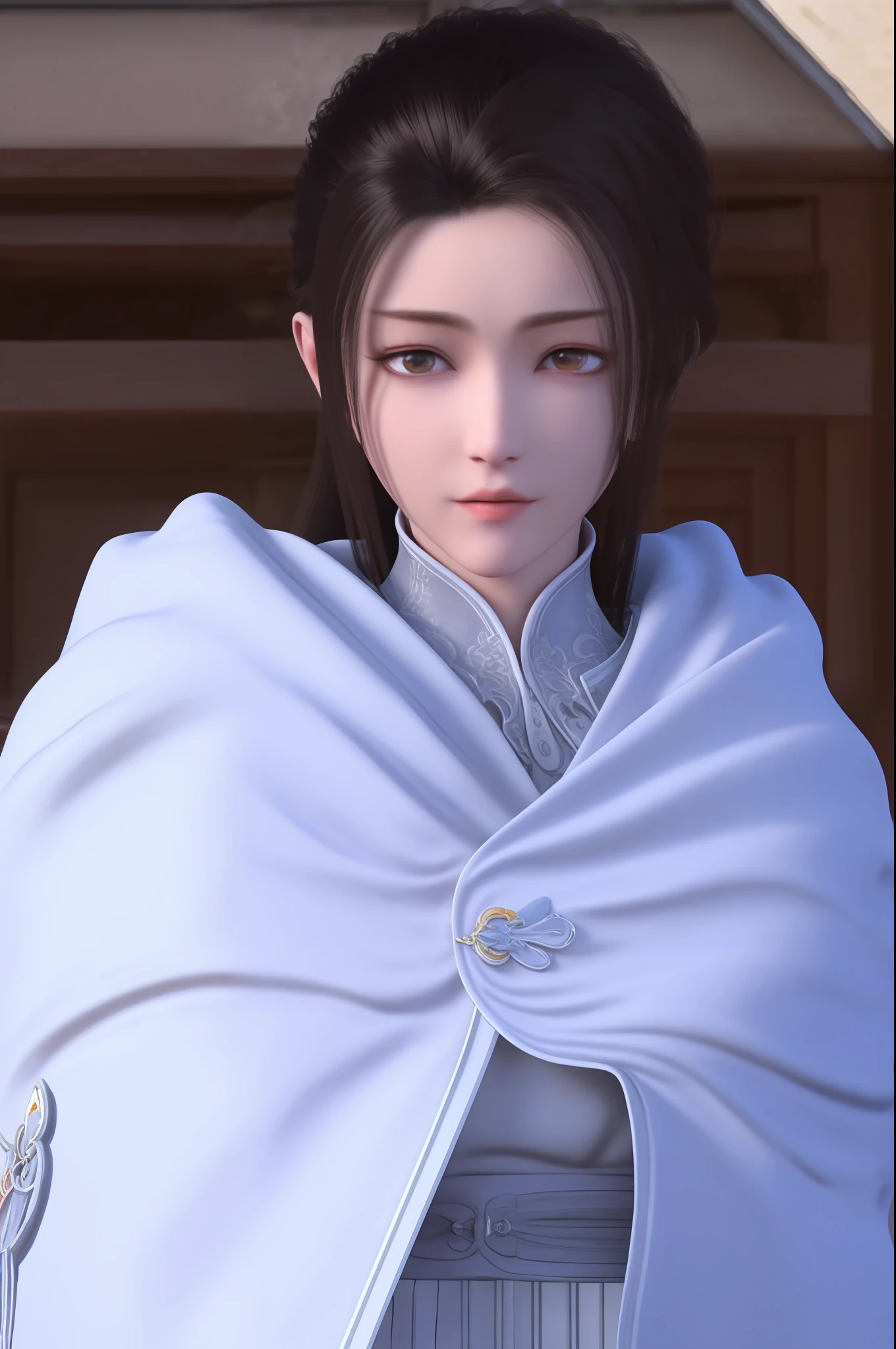 ((巨作))), ((Best quality))), ((Ultra detail)), (Ultra photo realsisim), (High Definition CG Illustration), Cinematic light, Photorealistic,Very Beautiful 12 Year Old Lady,12 Year Old Daughter, Light makeup, Intricate details eaba, White Intricate Lace Cloak, Dynamic pose, spears
