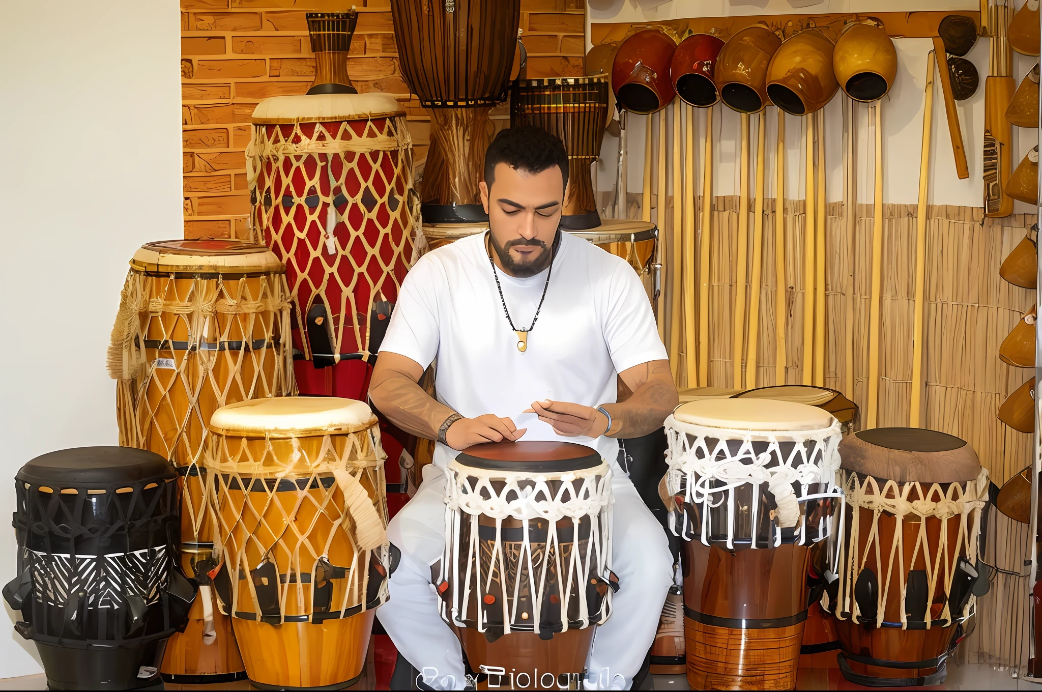 homem arafed sentado em uma cadeira tocando um instrumento musical, Congas, Congas reais, tocando bateria, Bongos, baterista, bateria, Bongos reais, tomada em 2 0 2 0, david rios ferreira, danilo torres, Pablo Oliveira, andres rios, instrumentos musicais, Nekro Borja, Pablo Dominguez, album photo