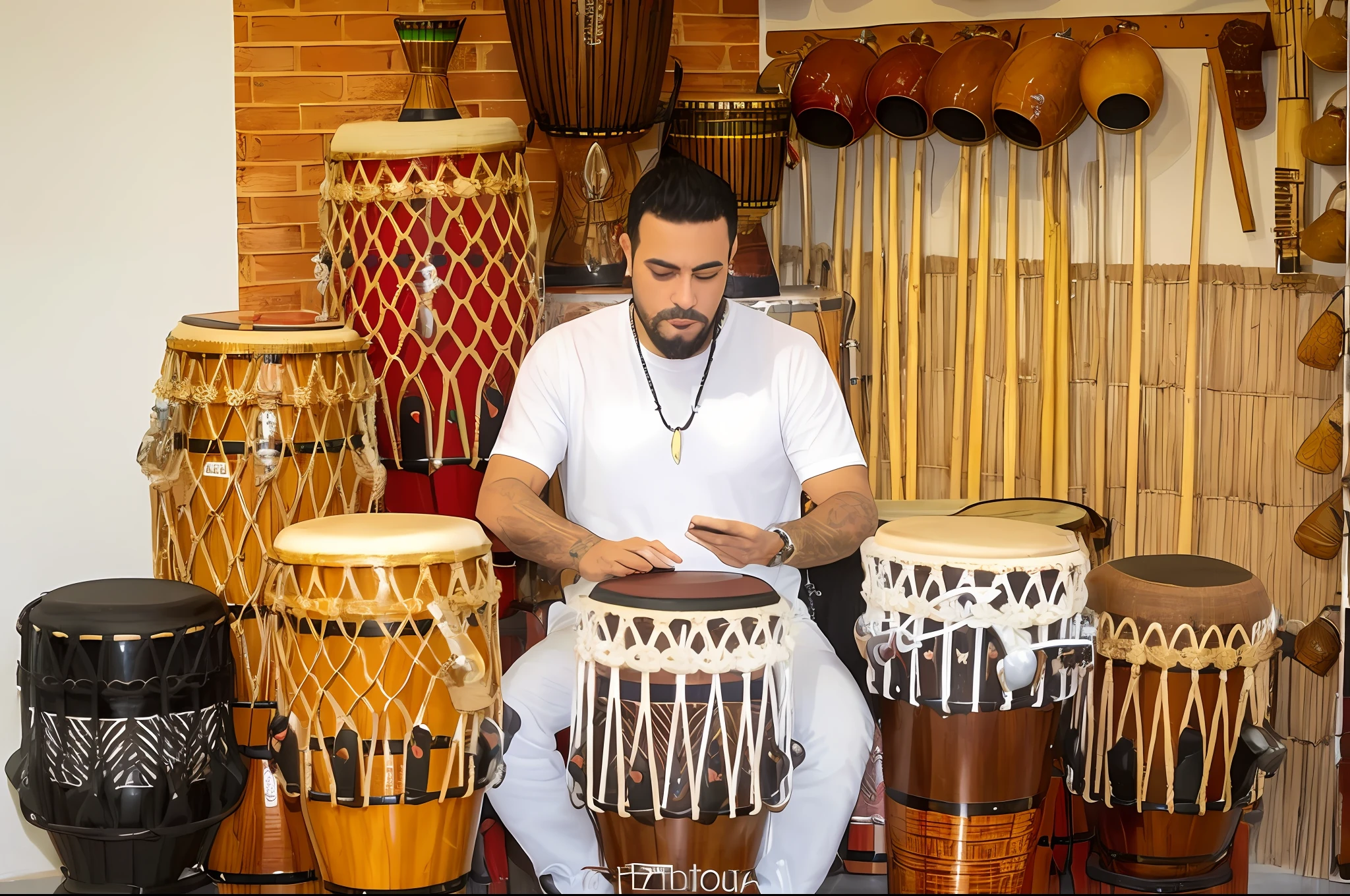 homem arafed sentado em uma cadeira tocando um instrumento musical, Congas, Congas reais, tocando bateria, Bongos, baterista, bateria, Bongos reais, tomada em 2 0 2 0, david rios ferreira, danilo torres, Pablo Oliveira, andres rios, instrumentos musicais, Nekro Borja, Pablo Dominguez, album photo