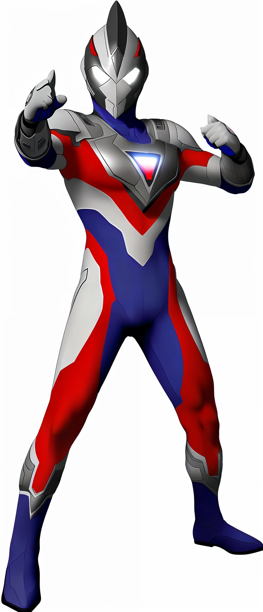 Create a striking digital painting of an Ultraman hero engaging in a fierce battle with a gigantic monster. The scene takes place in a futuristic cityscape with towering skyscrapers and flying vehicles, all illuminated by vibrant neon lights and the glowing energy beams emitted during the fight. The artwork should be in a realistic style, showcasing the hero's dynamic poses and intense action. Use a digital medium to illustrate the full body of the Ultraman hero, ensuring the artwork has a vibrant and dynamic color scheme that enhances the sense of excitement and energy. Employ computer graphics techniques to render the scene in 3D, adding realistic textures for a high-definition, detailed final result.