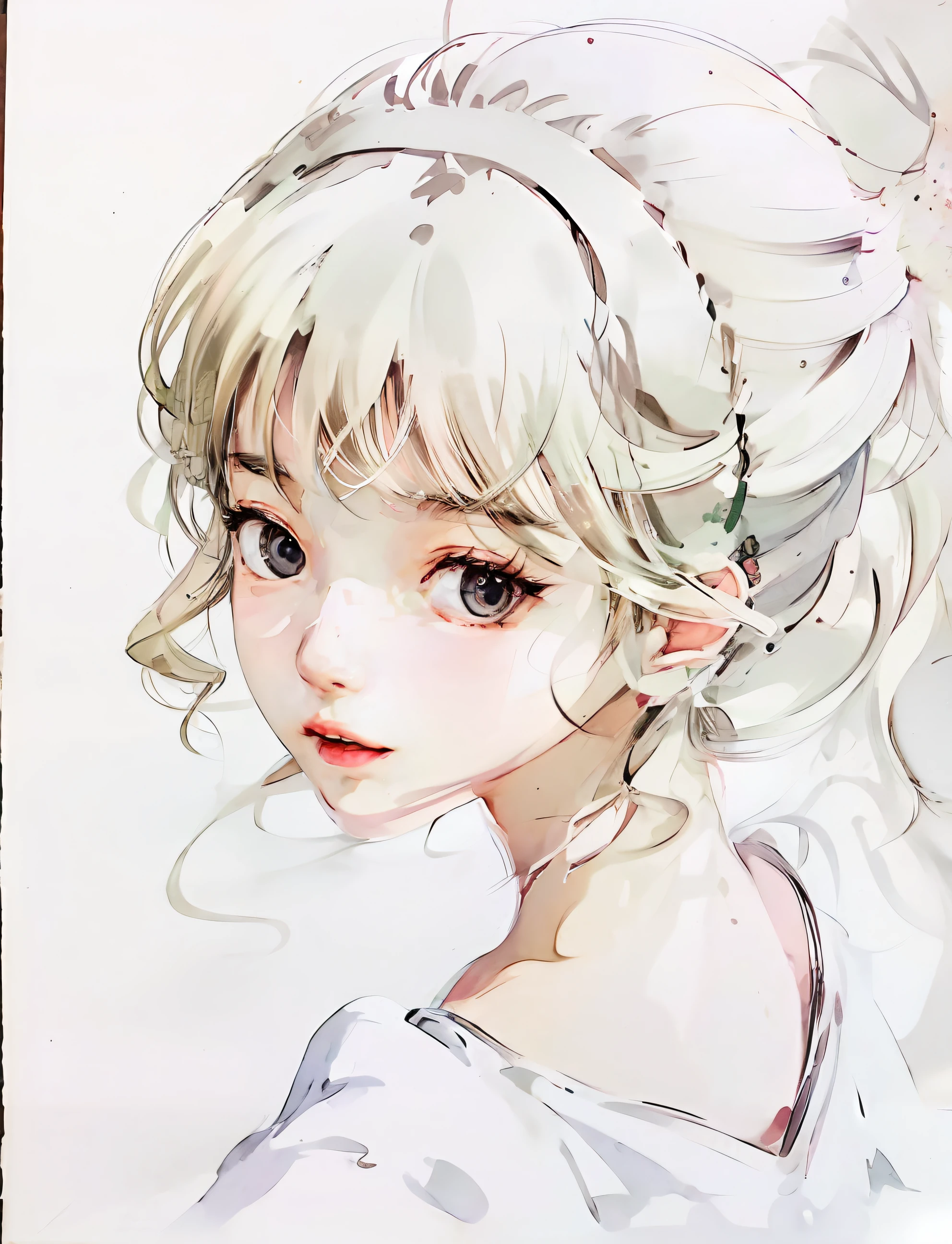 A painting of a woman with flowing hair and big eyes, anime style drawing, anime sketch, in an anime style, anime shading), animepainting, anime style portrait, flat anime style shading, semirealistic anime style, anime shading, beautiful anime style, traditional drawing style, an anime drawing, comic book art style, clean anime outlines, comic drawing --auto