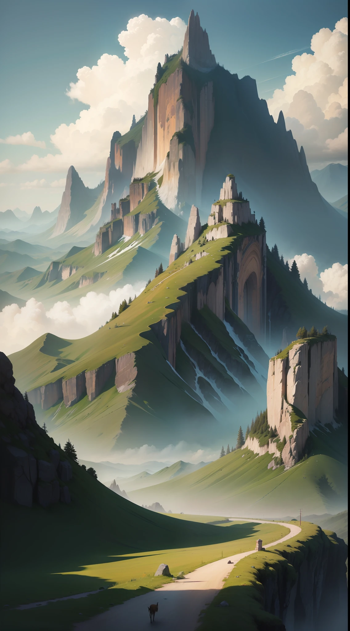 (pintura digital) mountains with vegetation