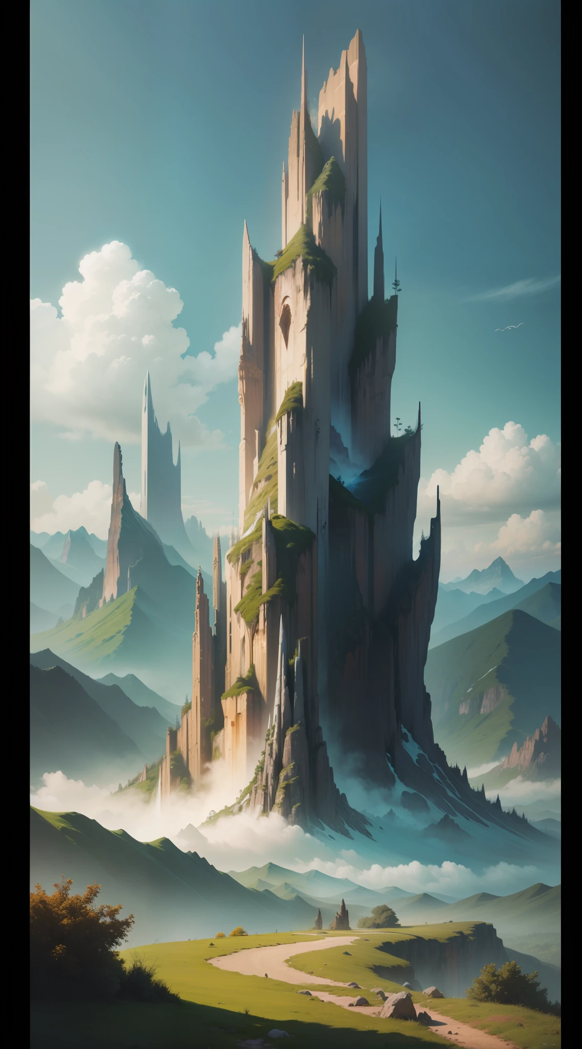 (pintura digital) mountains with vegetation